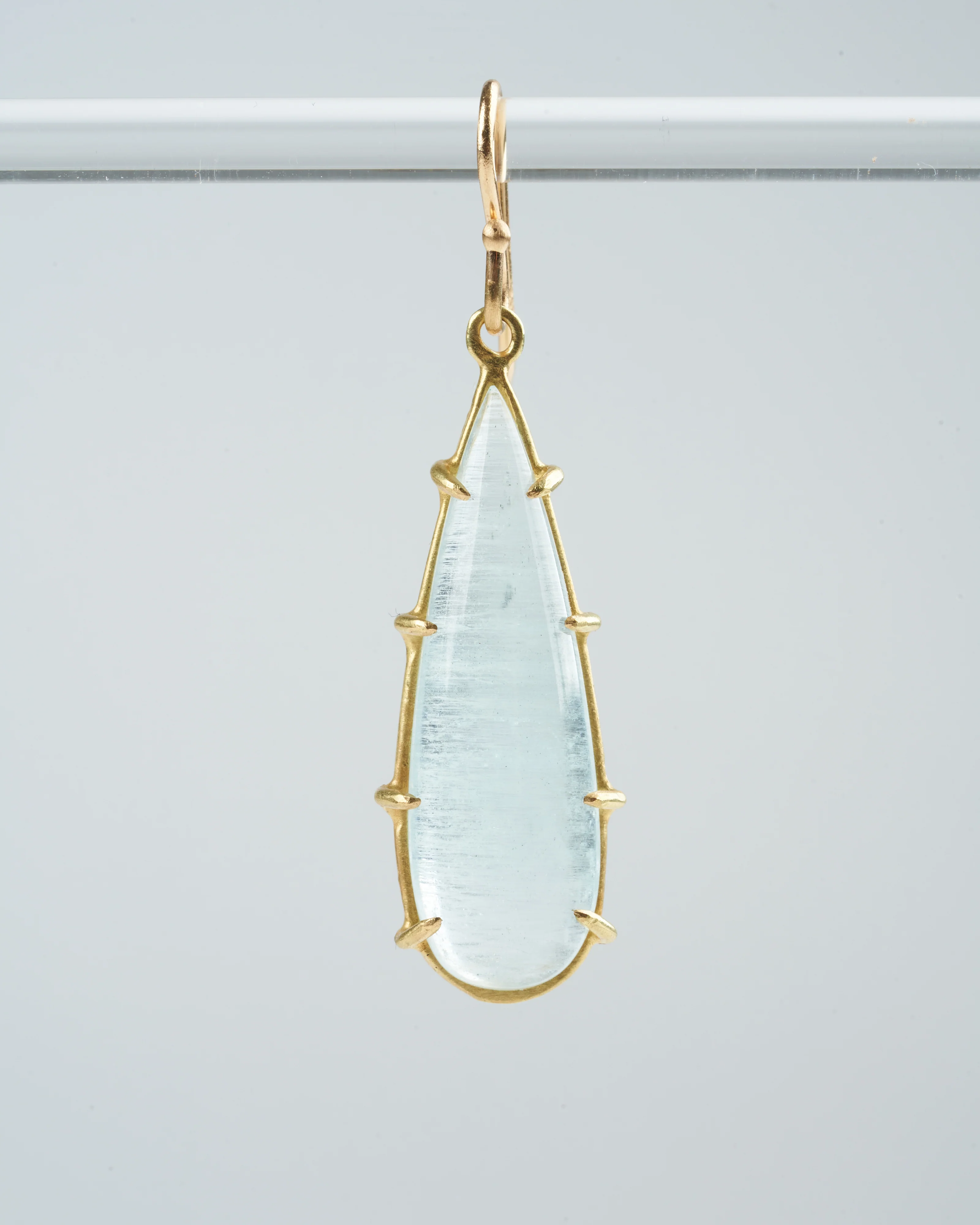 aquamarine cabochon teardrops - aquamarine / gold - Image 3