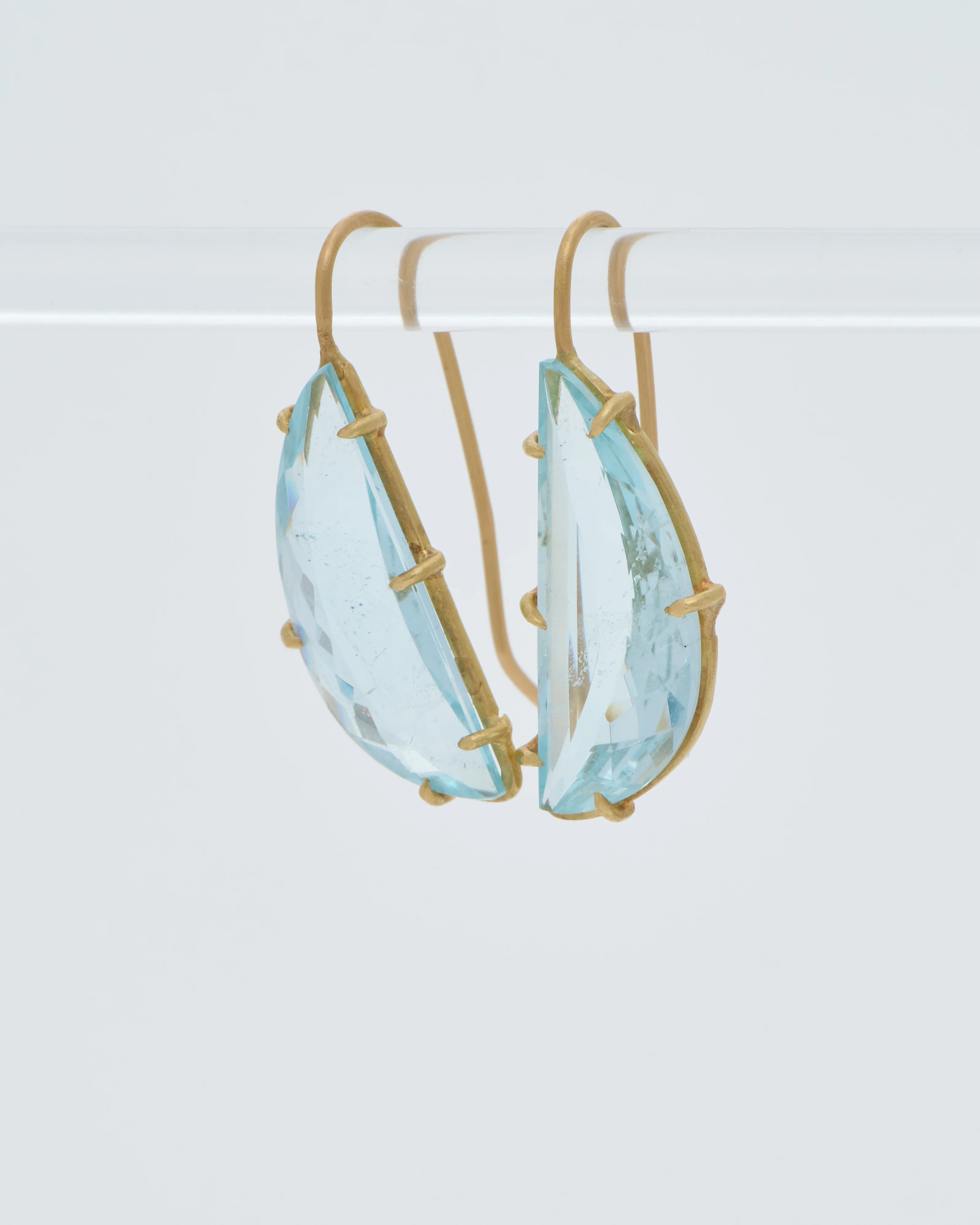 aquamarine crescent moon faceted earrings - Image 2
