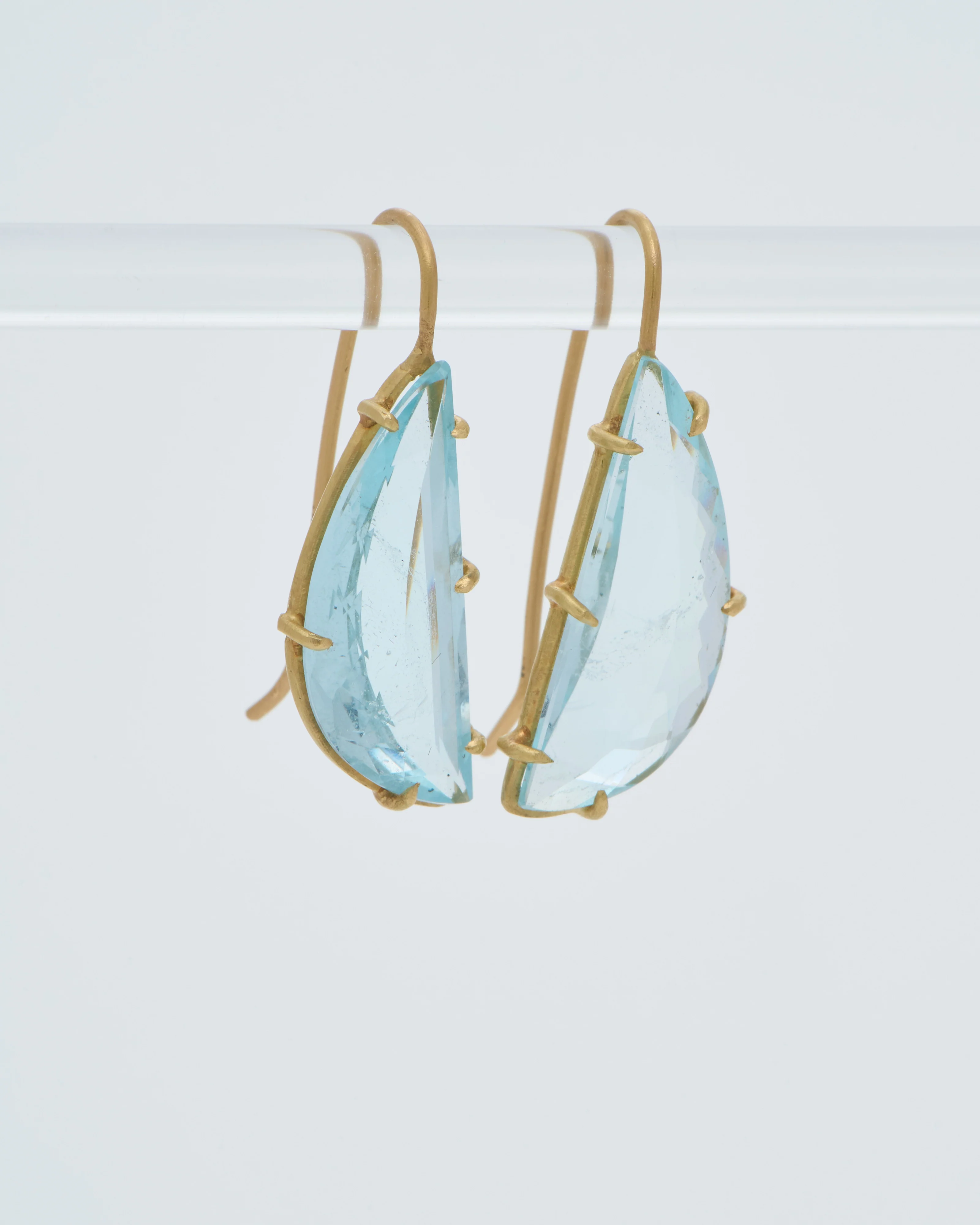 aquamarine crescent moon faceted earrings - Image 3