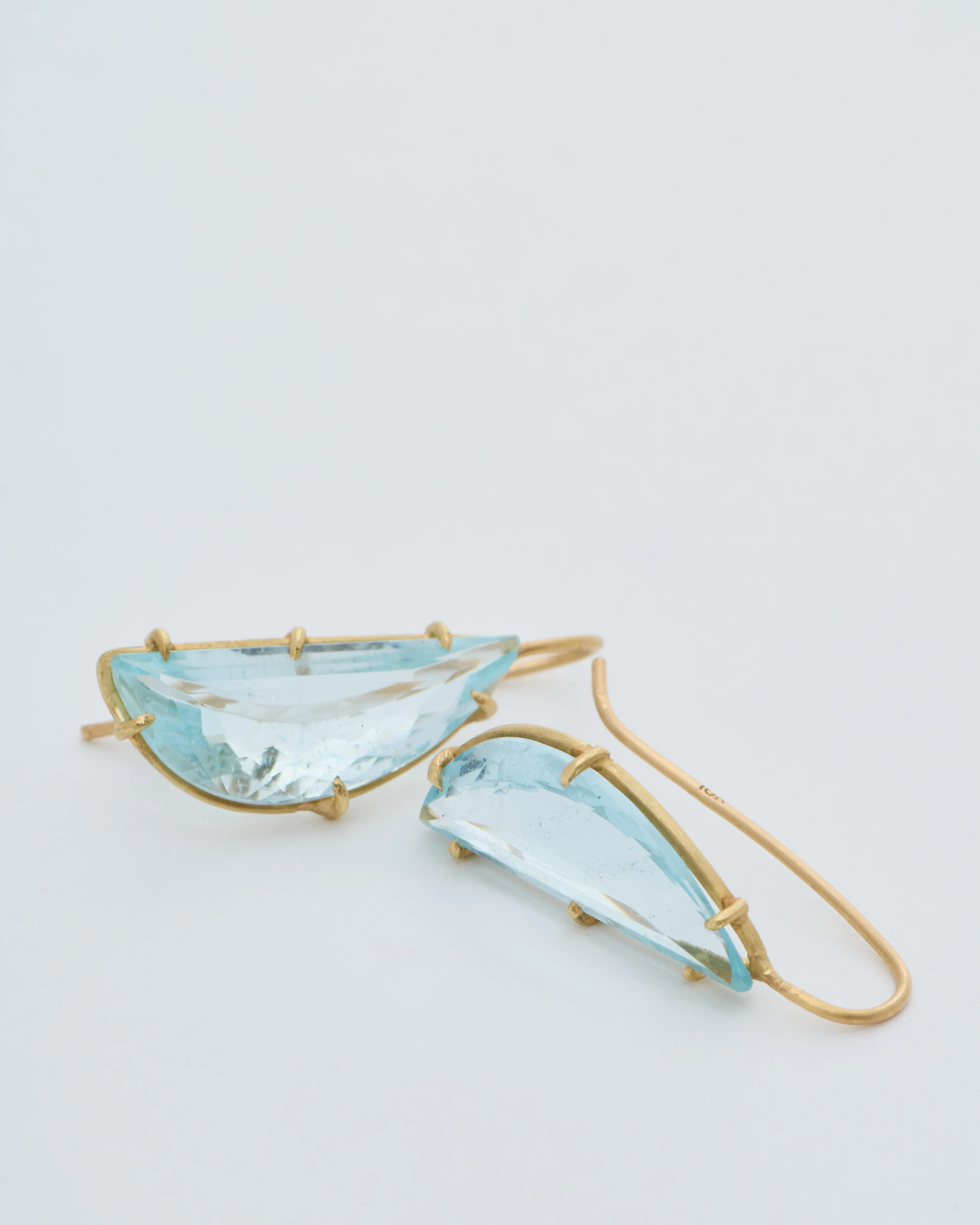 aquamarine crescent moon faceted earrings - Image 5