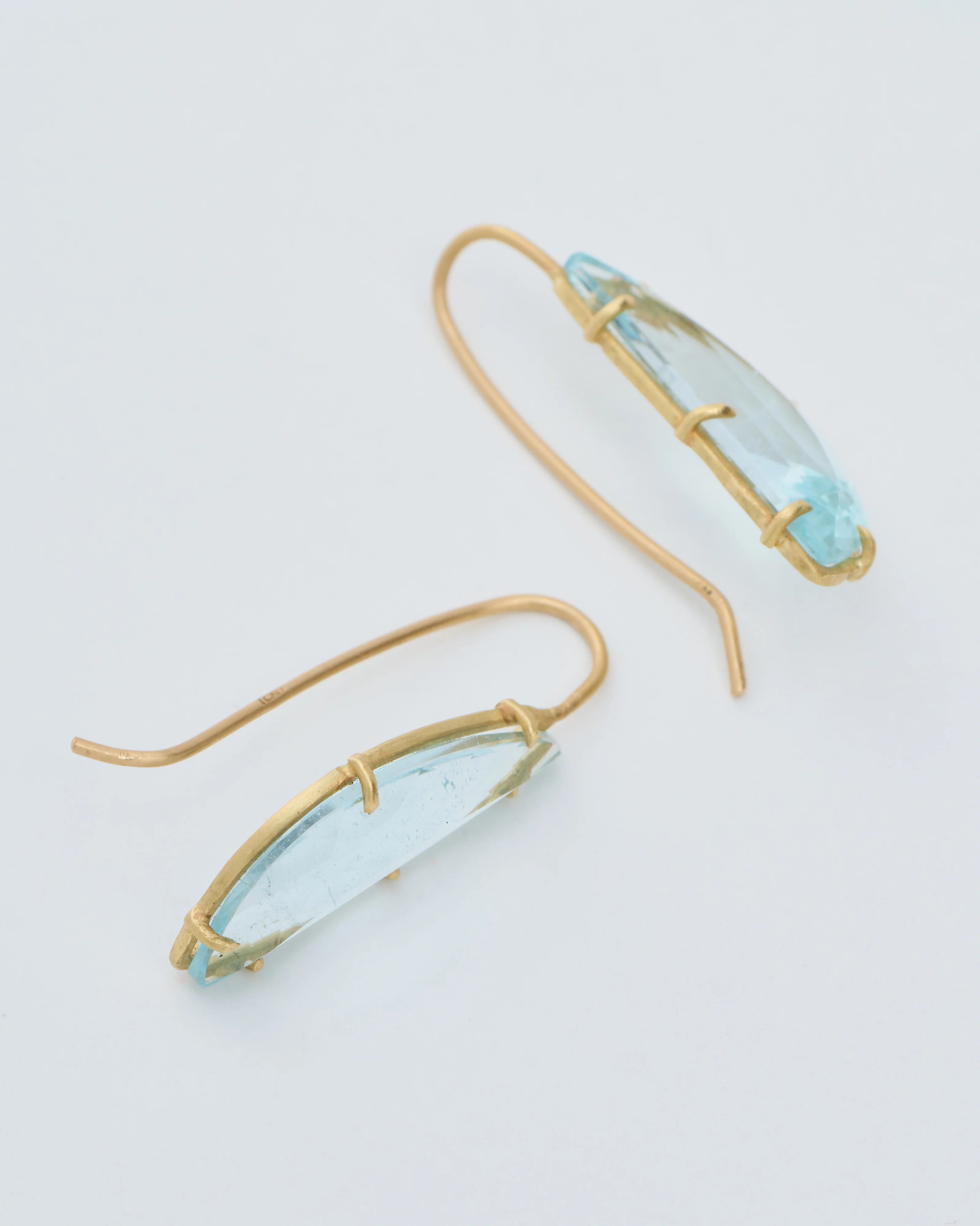 aquamarine crescent moon faceted earrings - Image 6