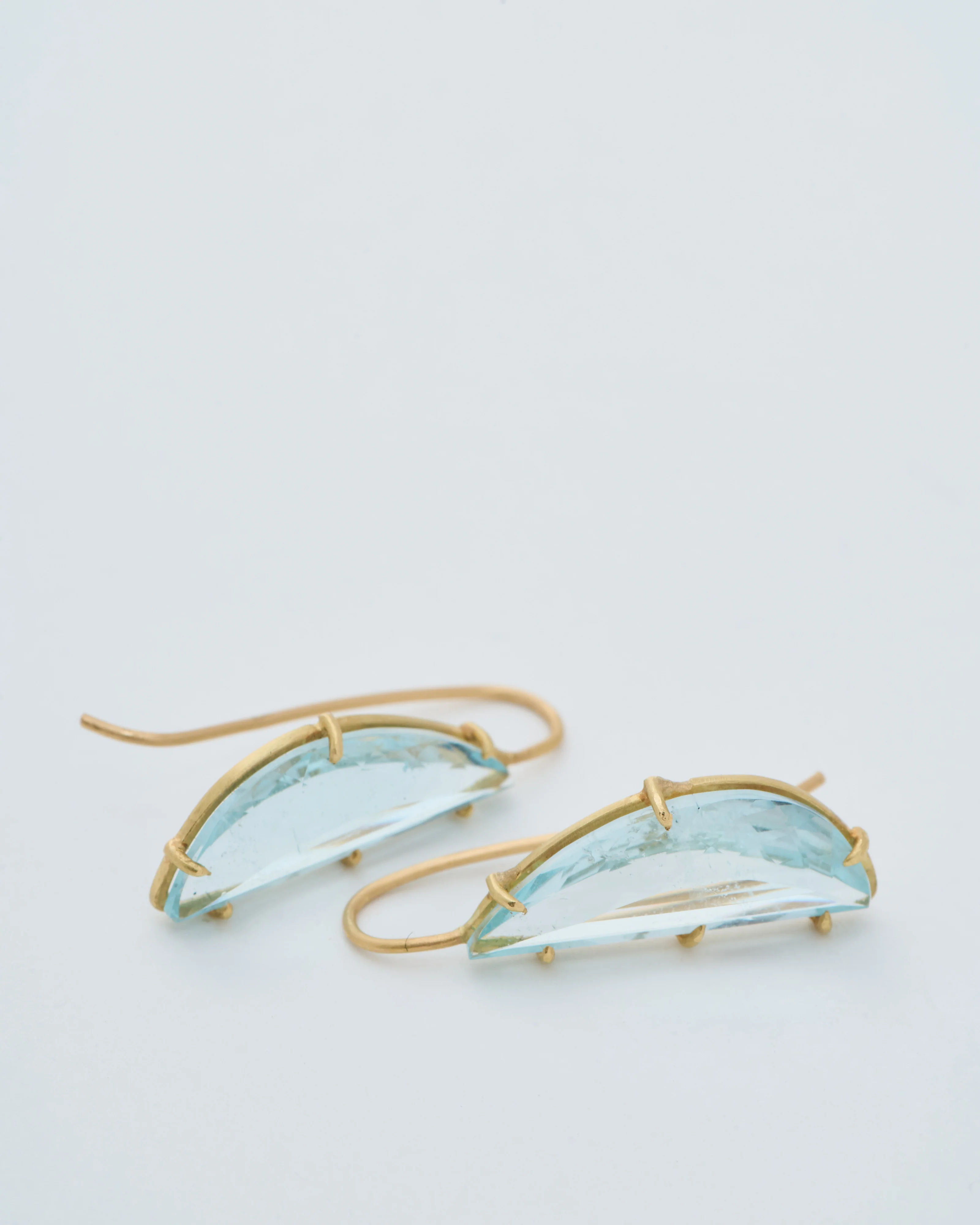 aquamarine crescent moon faceted earrings - Image 7
