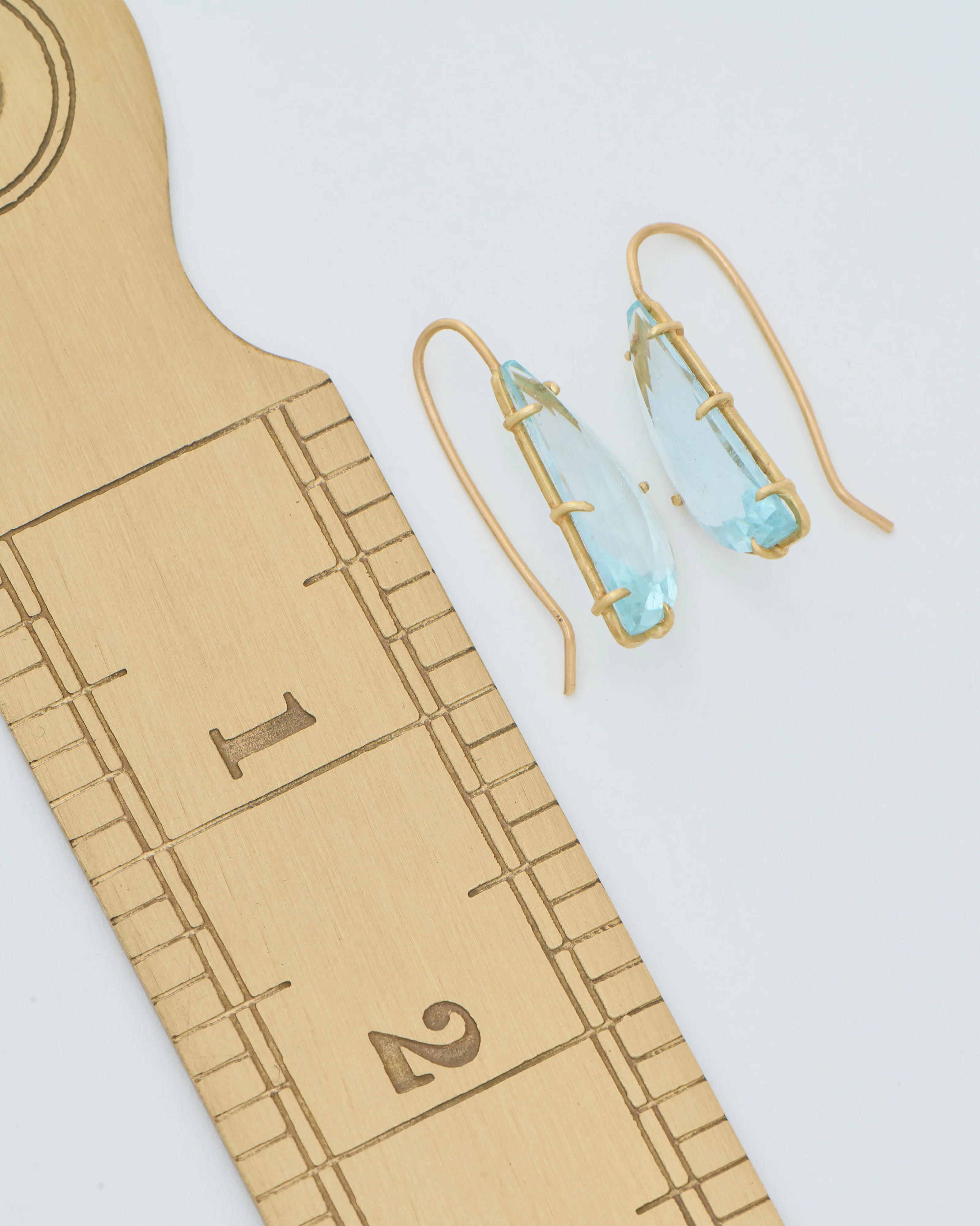aquamarine crescent moon faceted earrings - Image 8