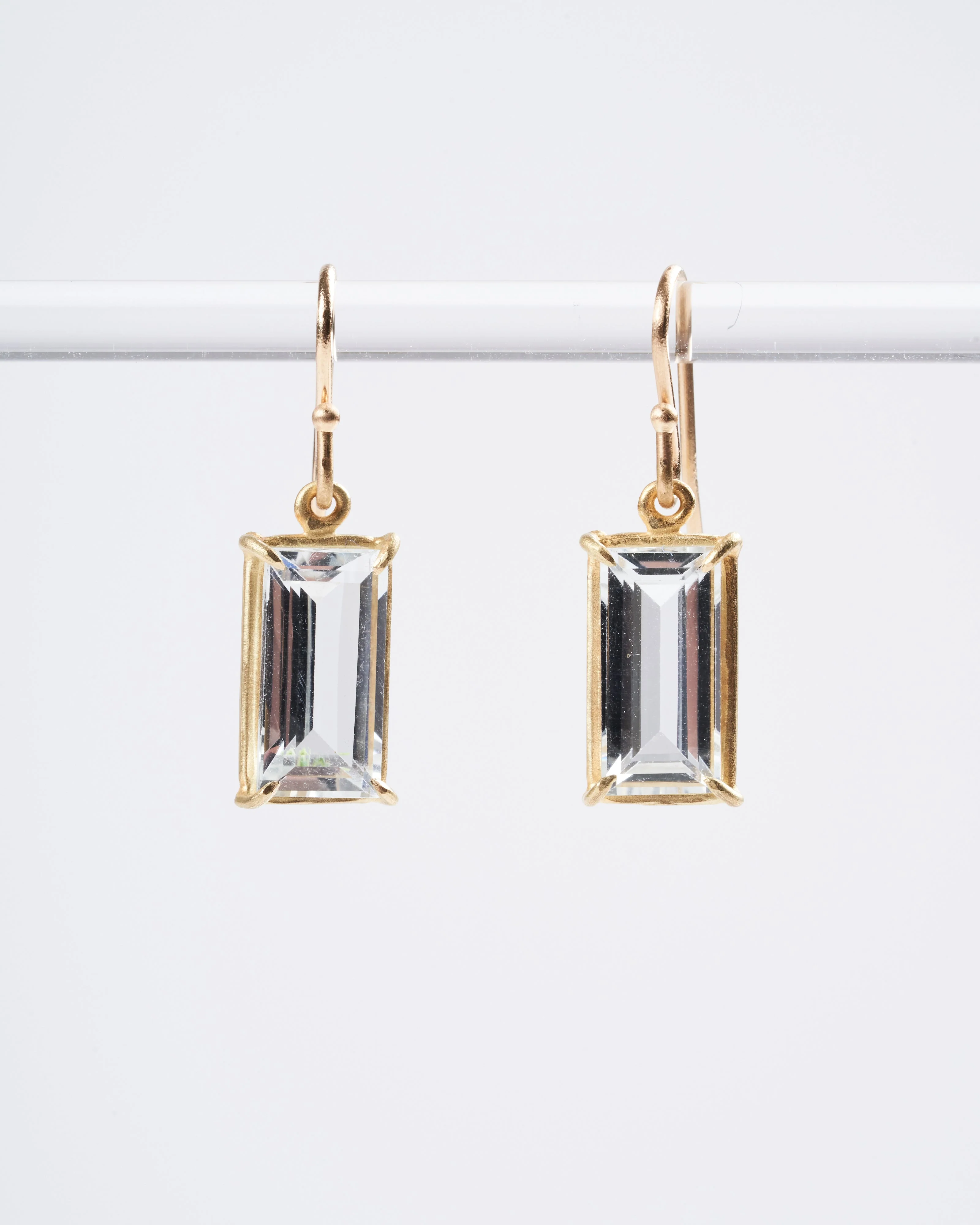 aquamarine emerald cut drop earrrings - aqua/ gold - Image 2