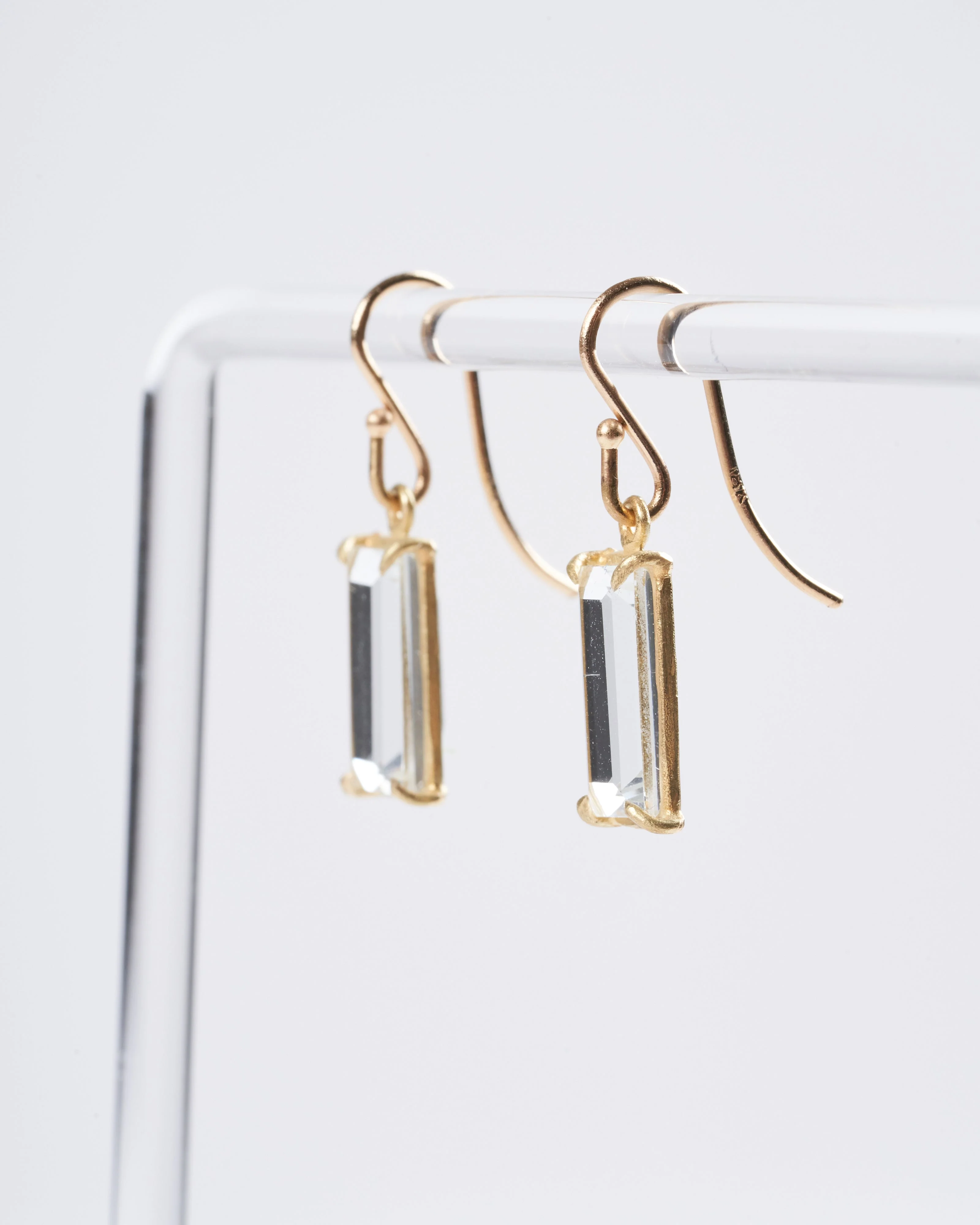 aquamarine emerald cut drop earrrings - aqua/ gold - Image 3