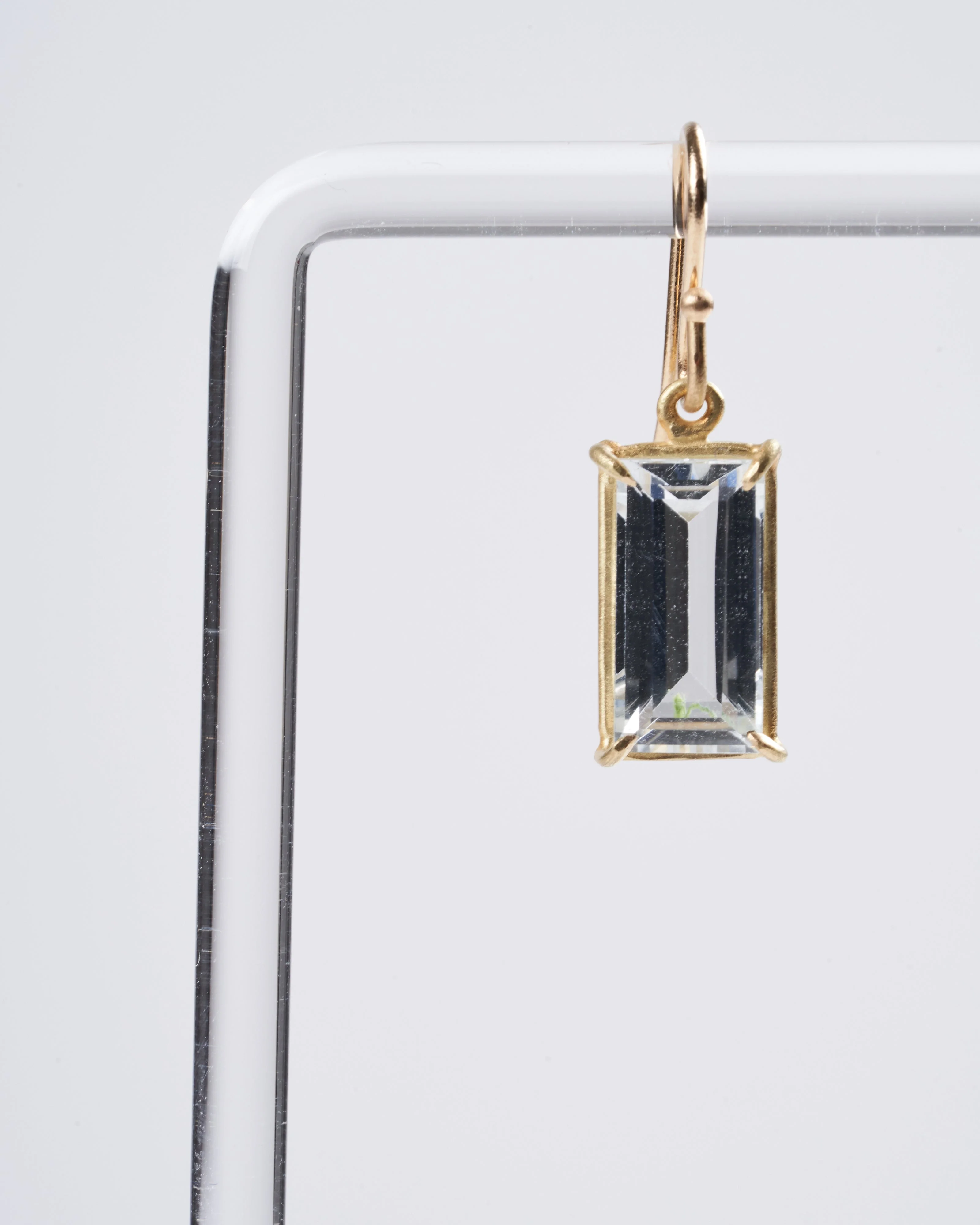 aquamarine emerald cut drop earrrings - aqua/ gold - Image 4