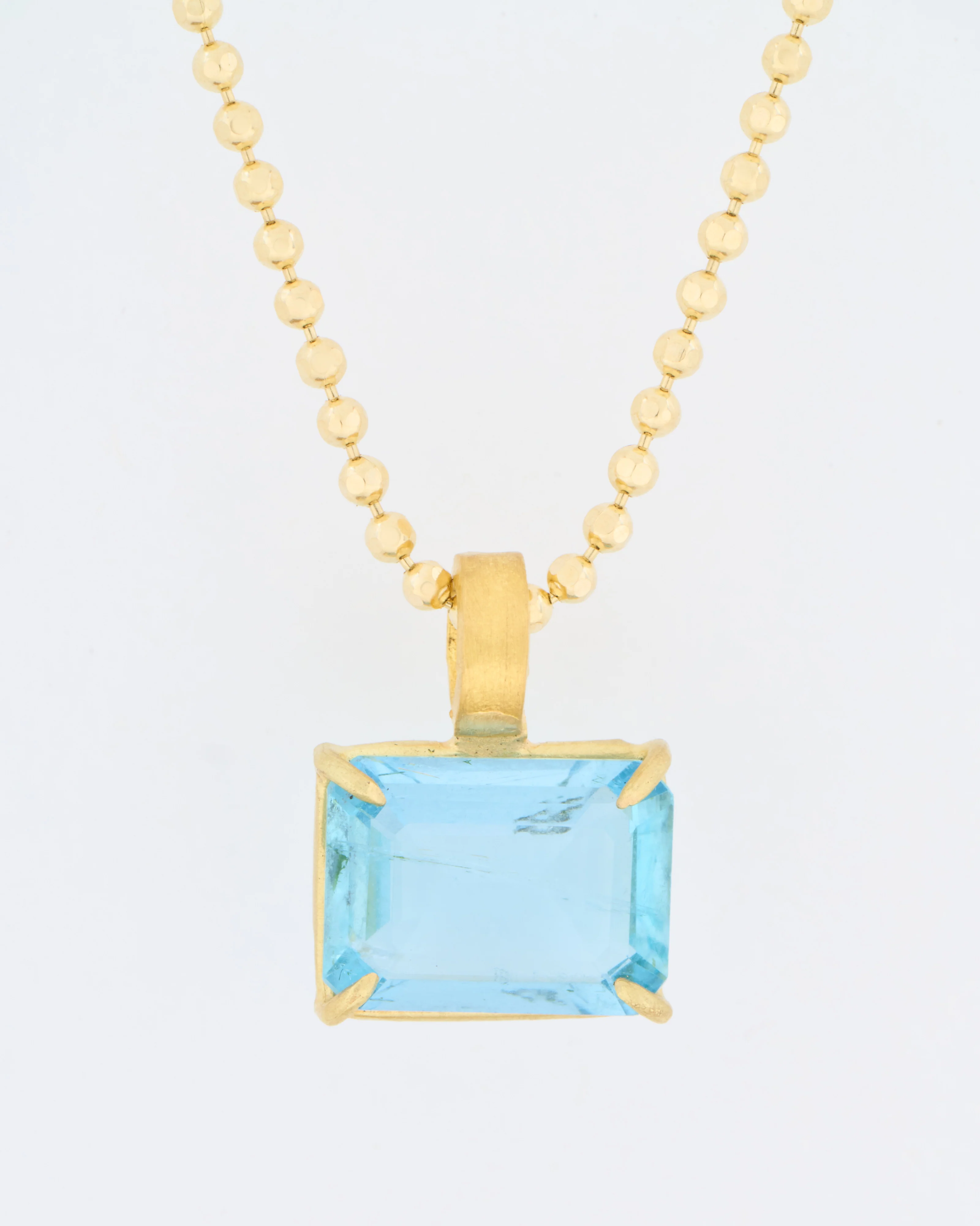 aquamarine emerald cut gem pendant - Image 2