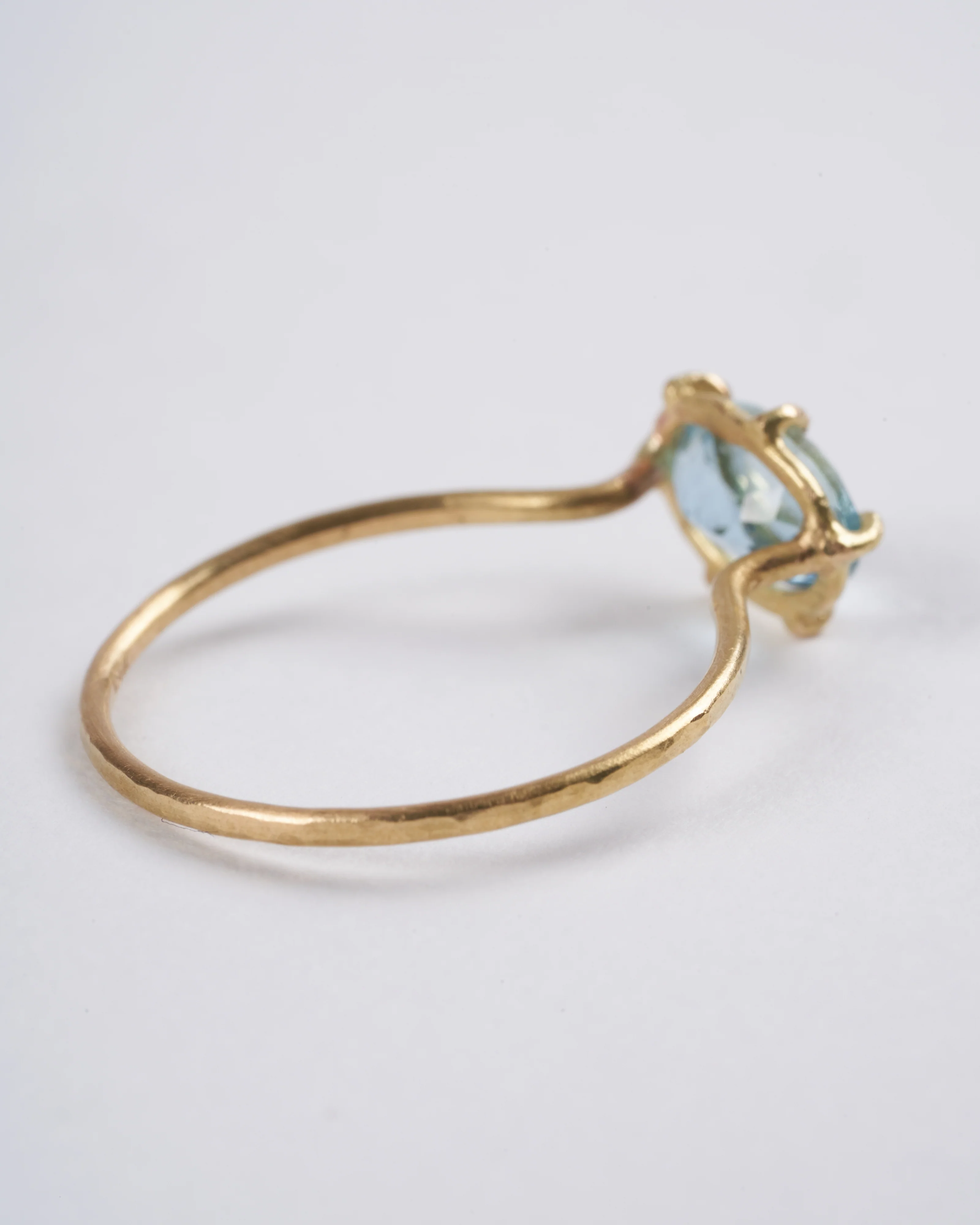 aquamarine faceted oval mini gem ring - Image 4