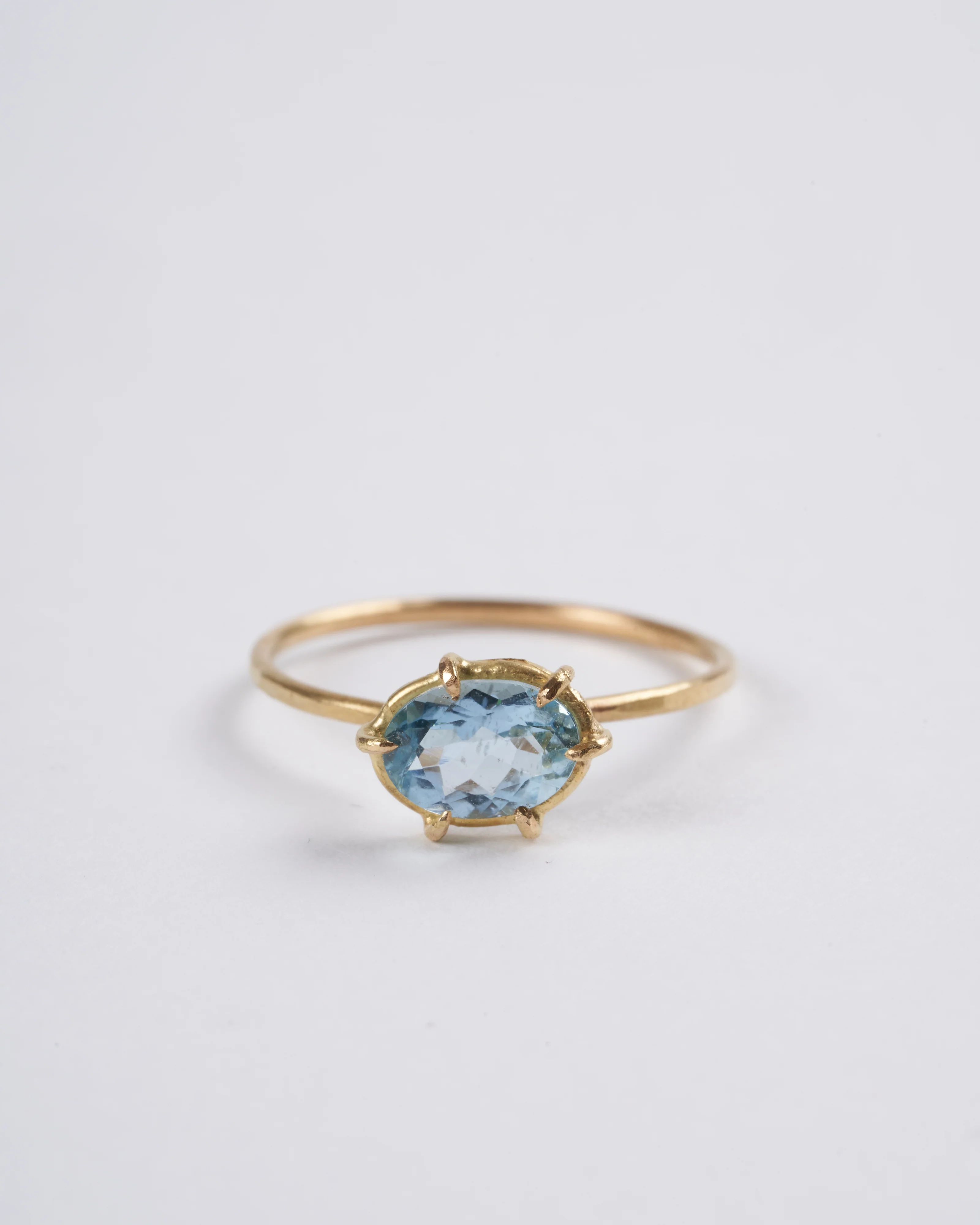 aquamarine faceted oval mini gem ring - Image 5