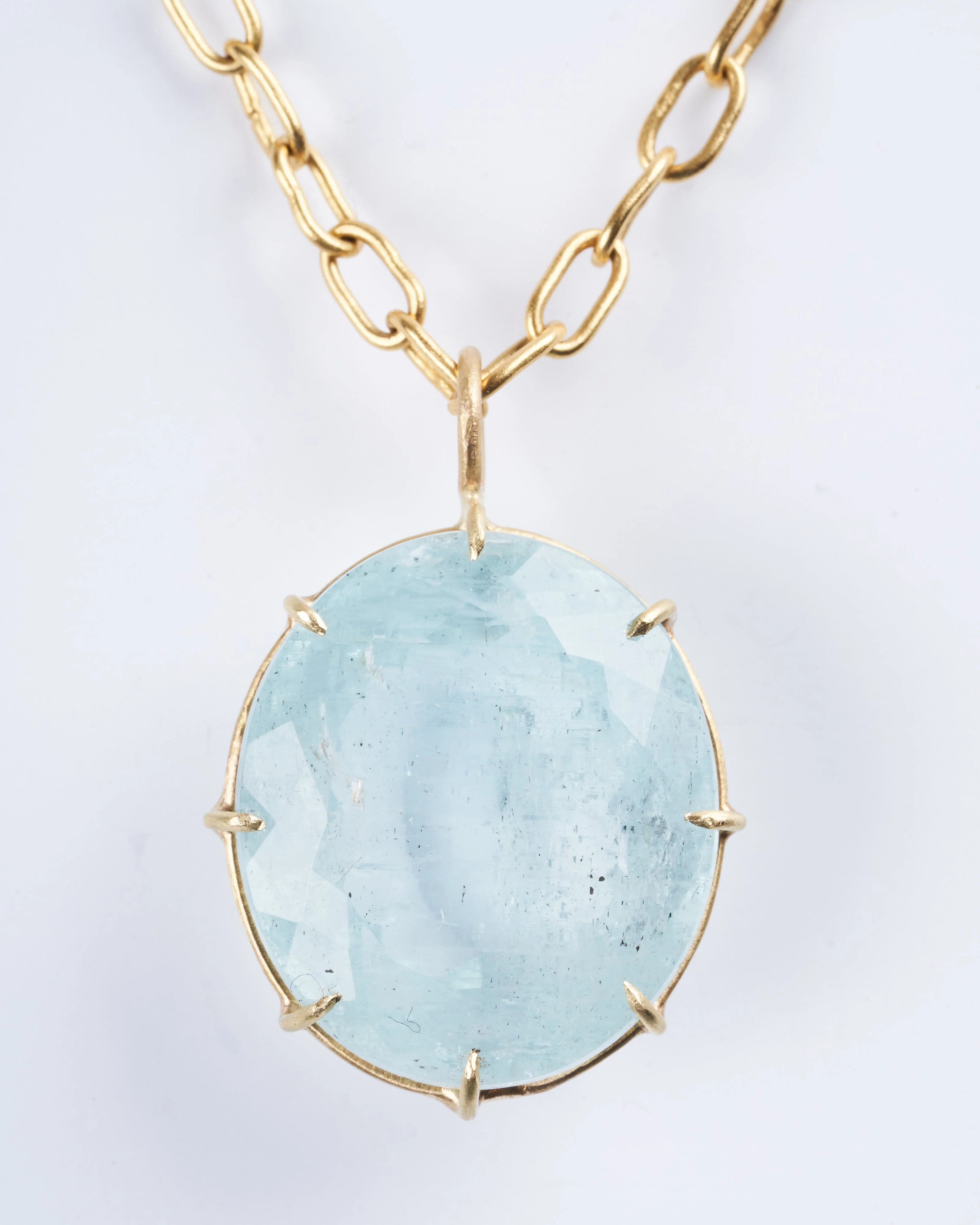 beryl faceted oval gemstone necklace - blue/ gold - Image 2