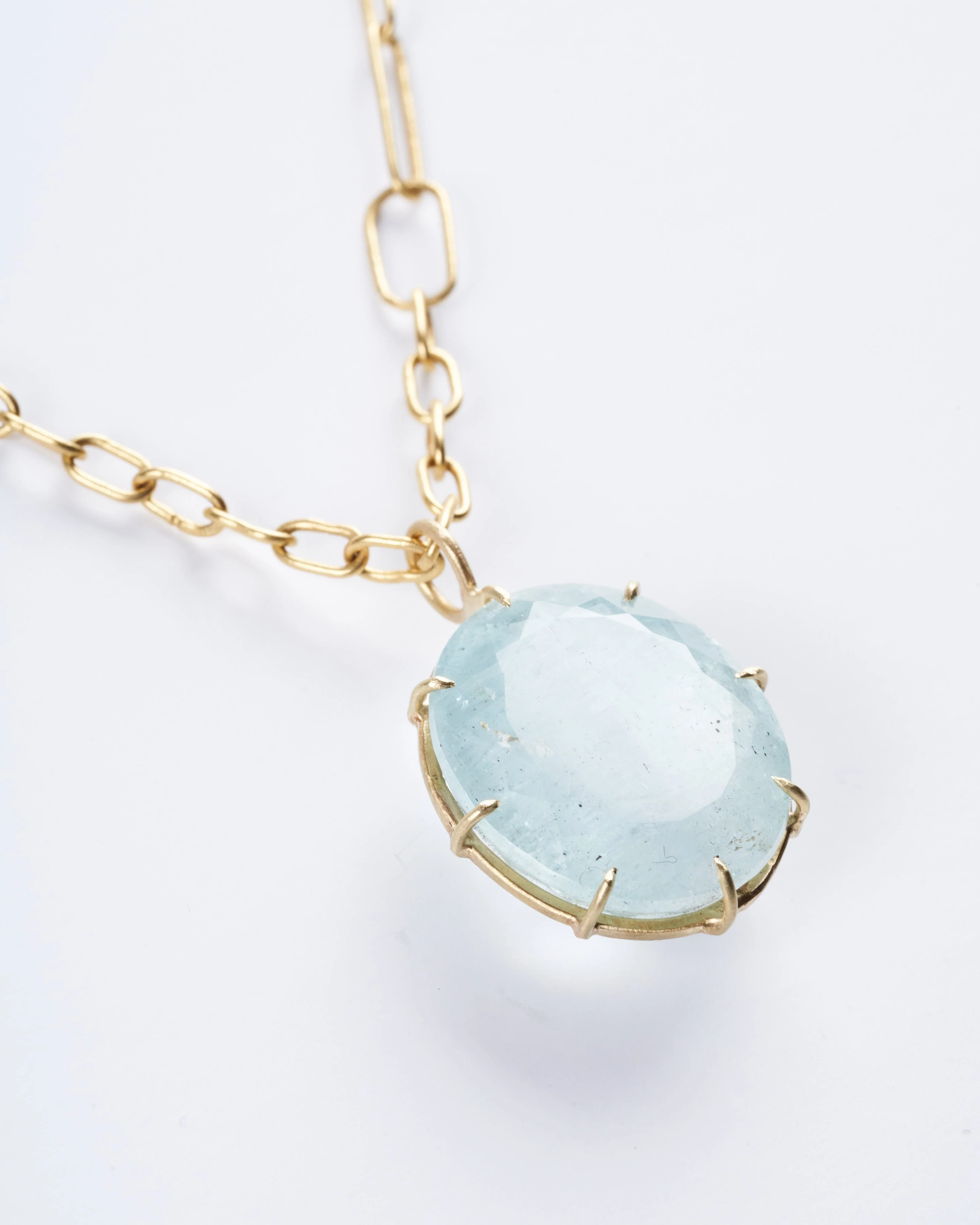 beryl faceted oval gemstone necklace - blue/ gold - Image 3