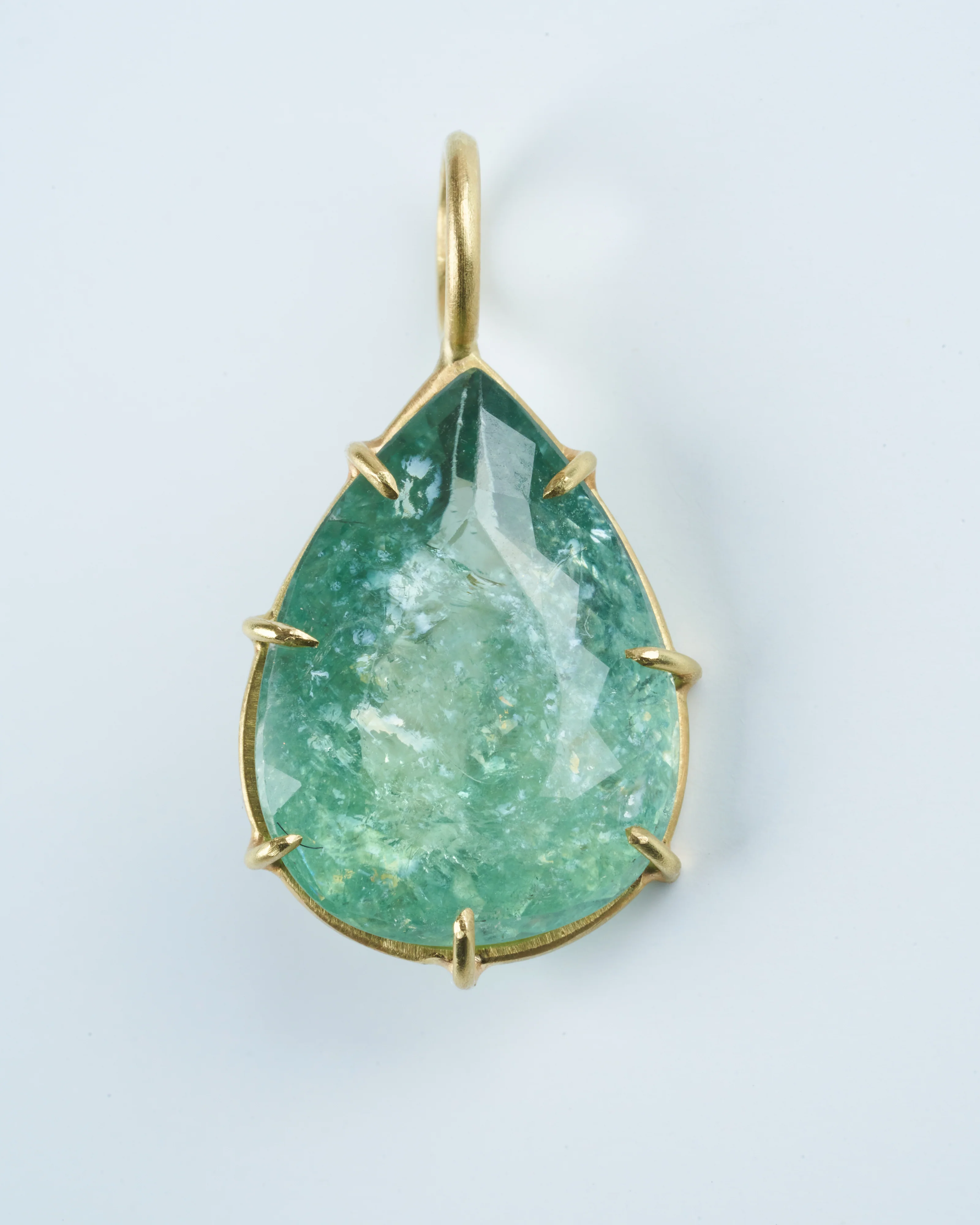 blue green beryl, faceted teardrop necklace - blue/green/gold - Image 2