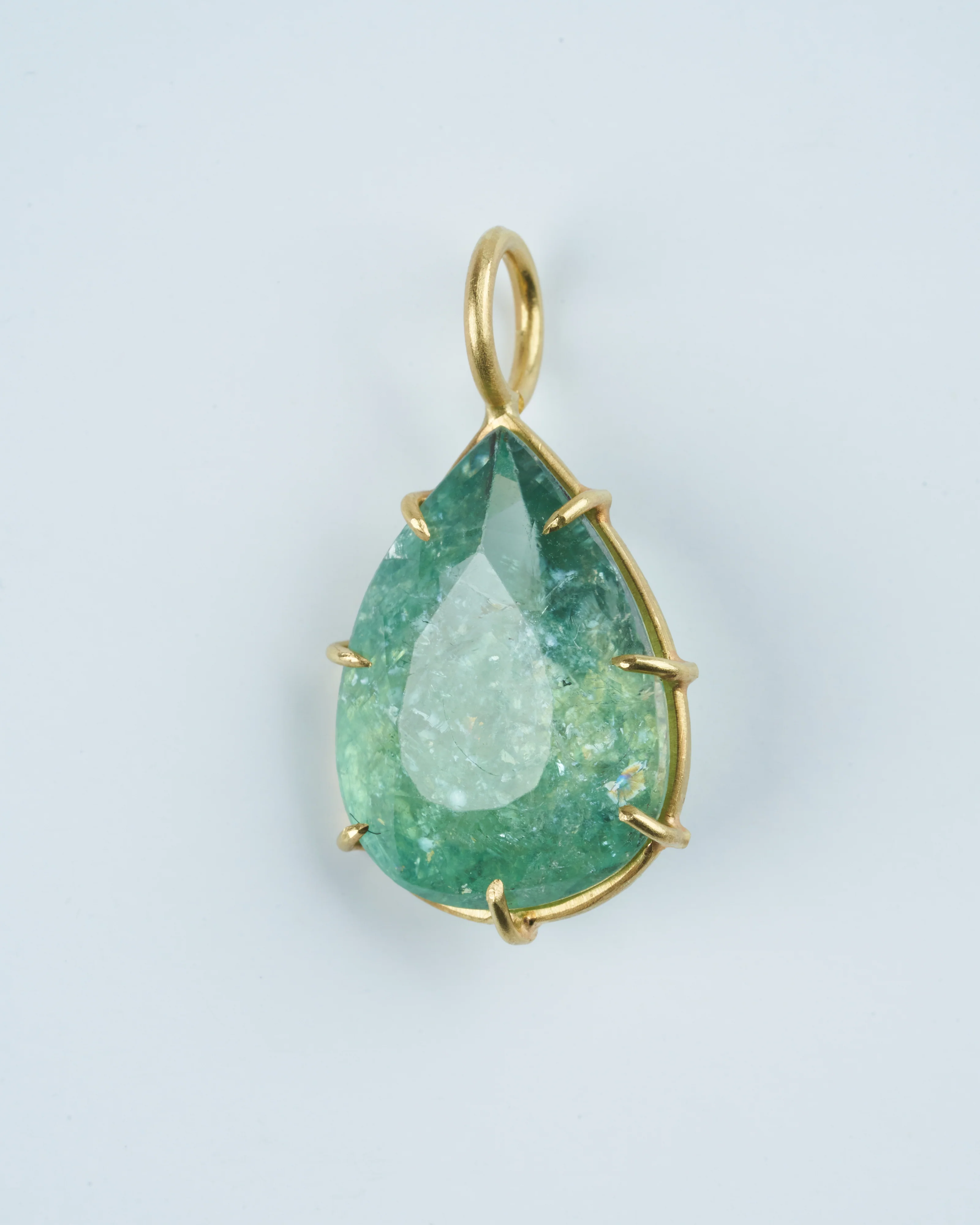 blue green beryl, faceted teardrop necklace - blue/green/gold - Image 3