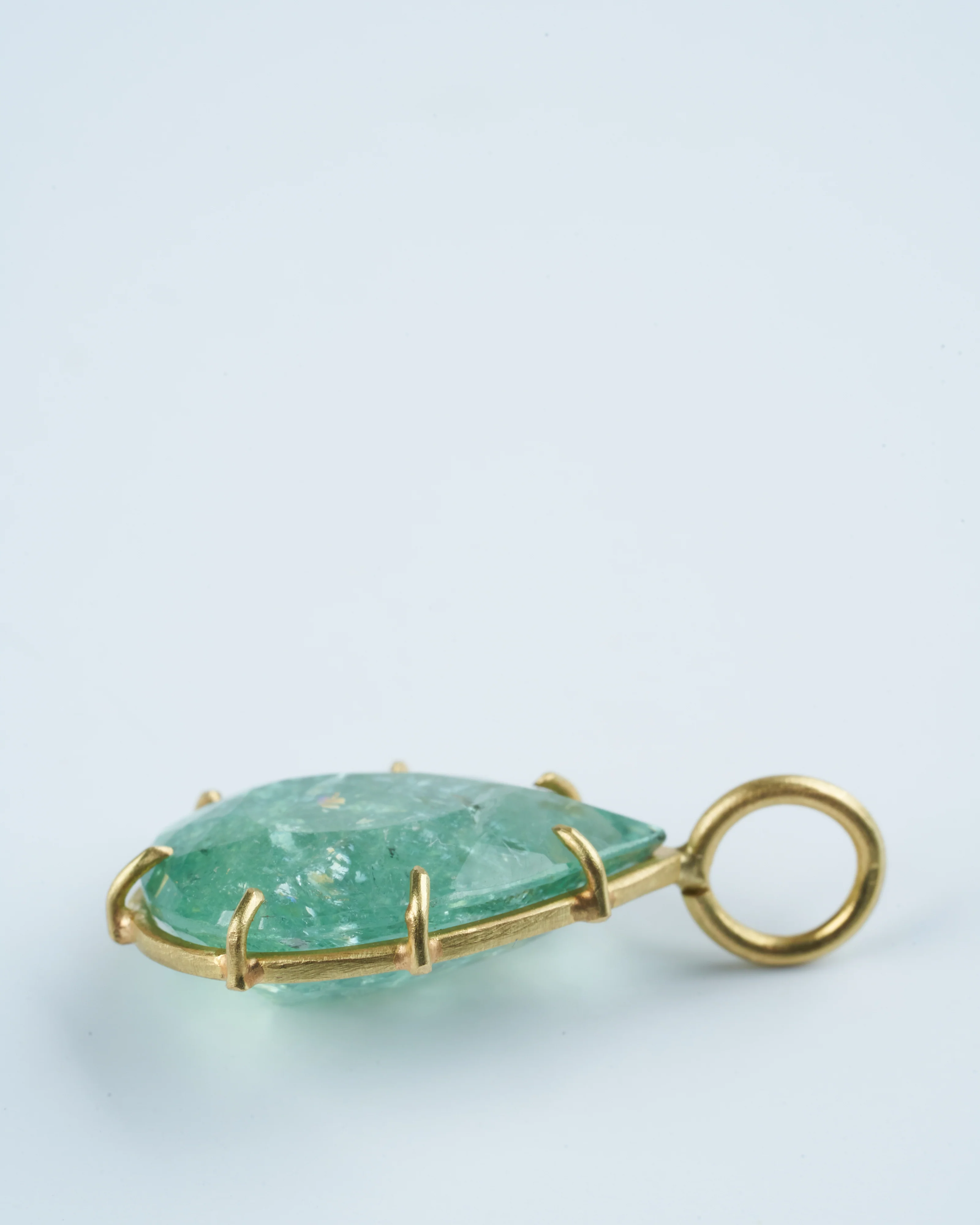 blue green beryl, faceted teardrop necklace - blue/green/gold - Image 4