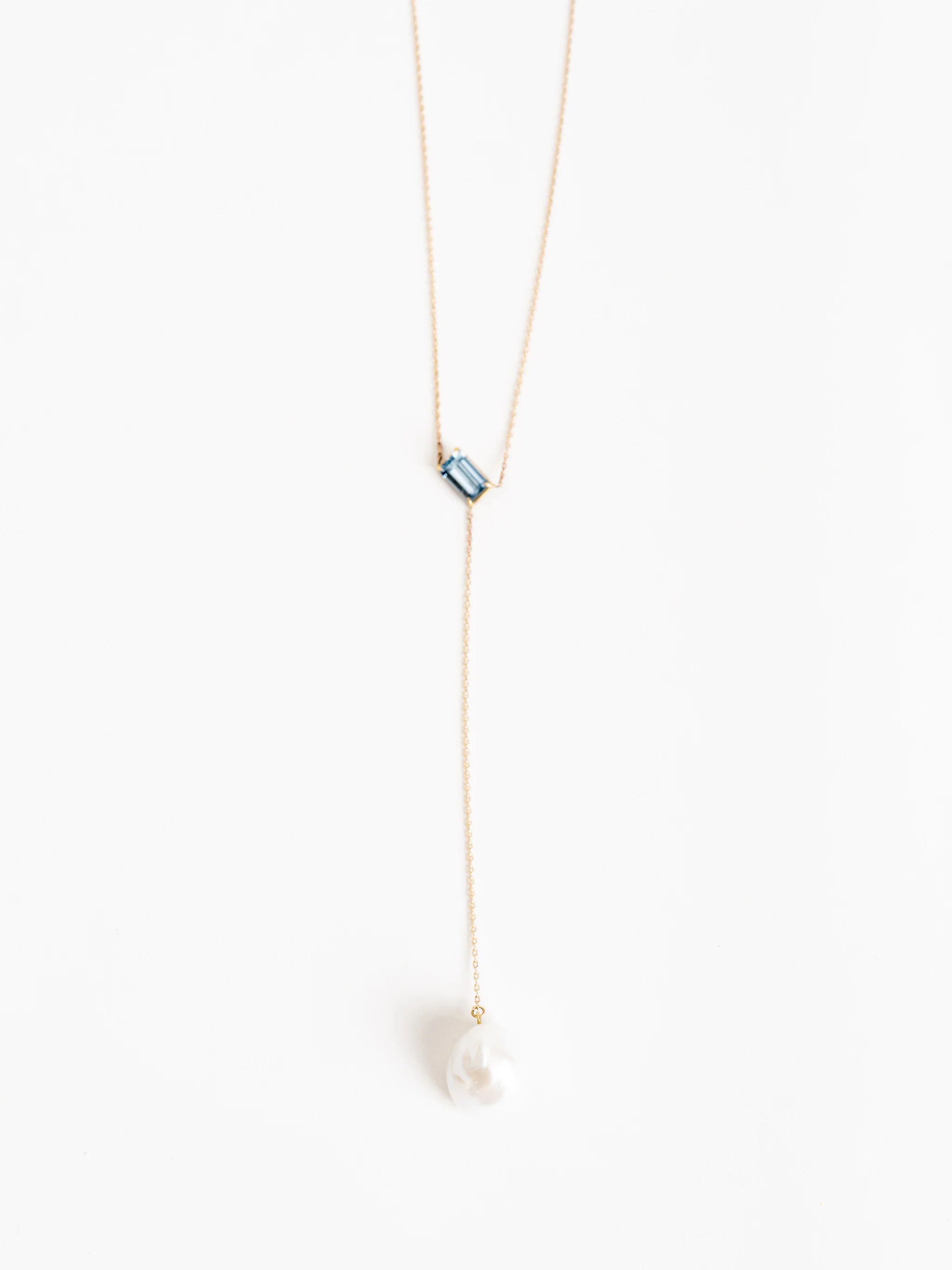 blue tourmaline & pearl Y necklace - Image 2