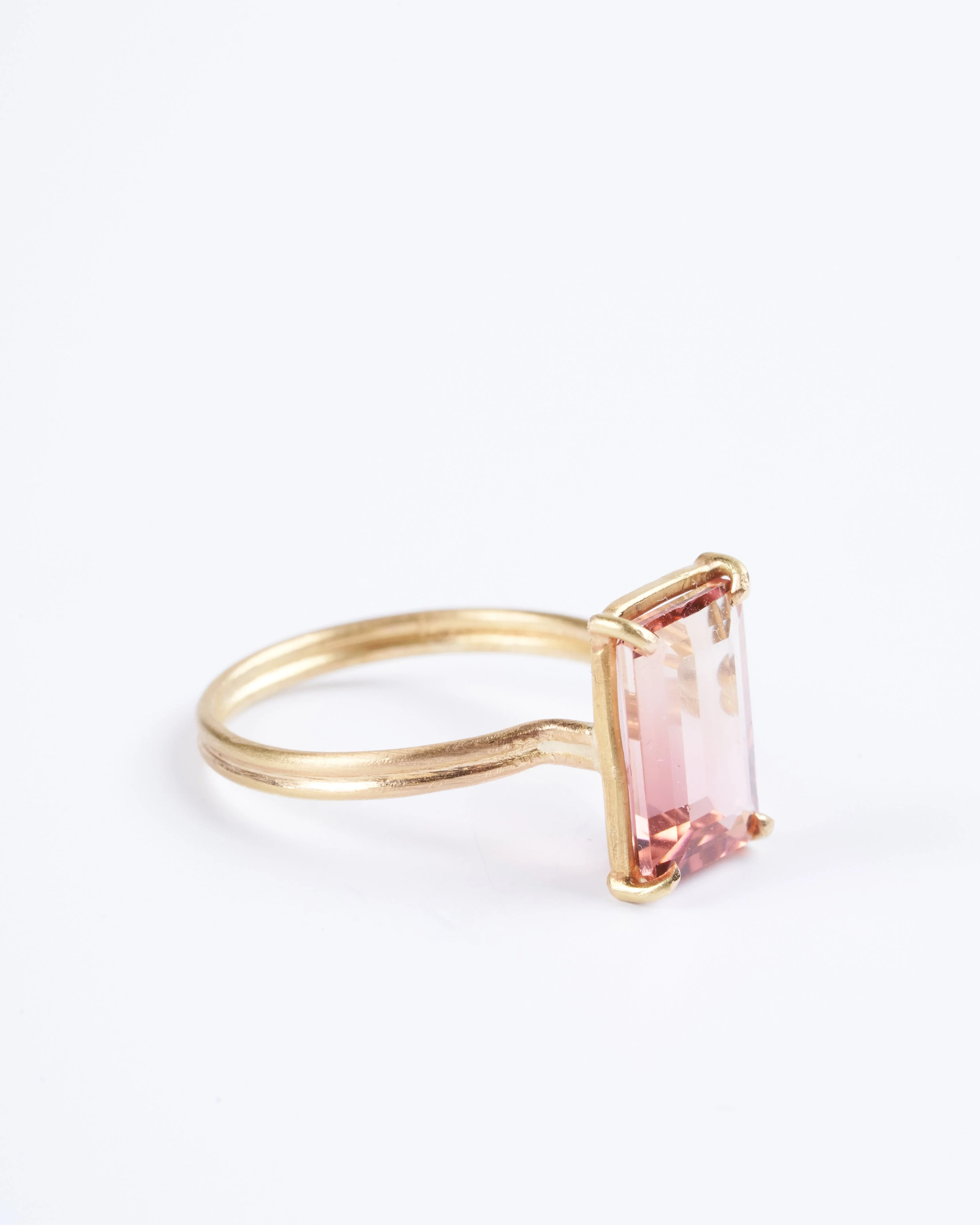 emerald cut blush tourmaline ring - Image 2