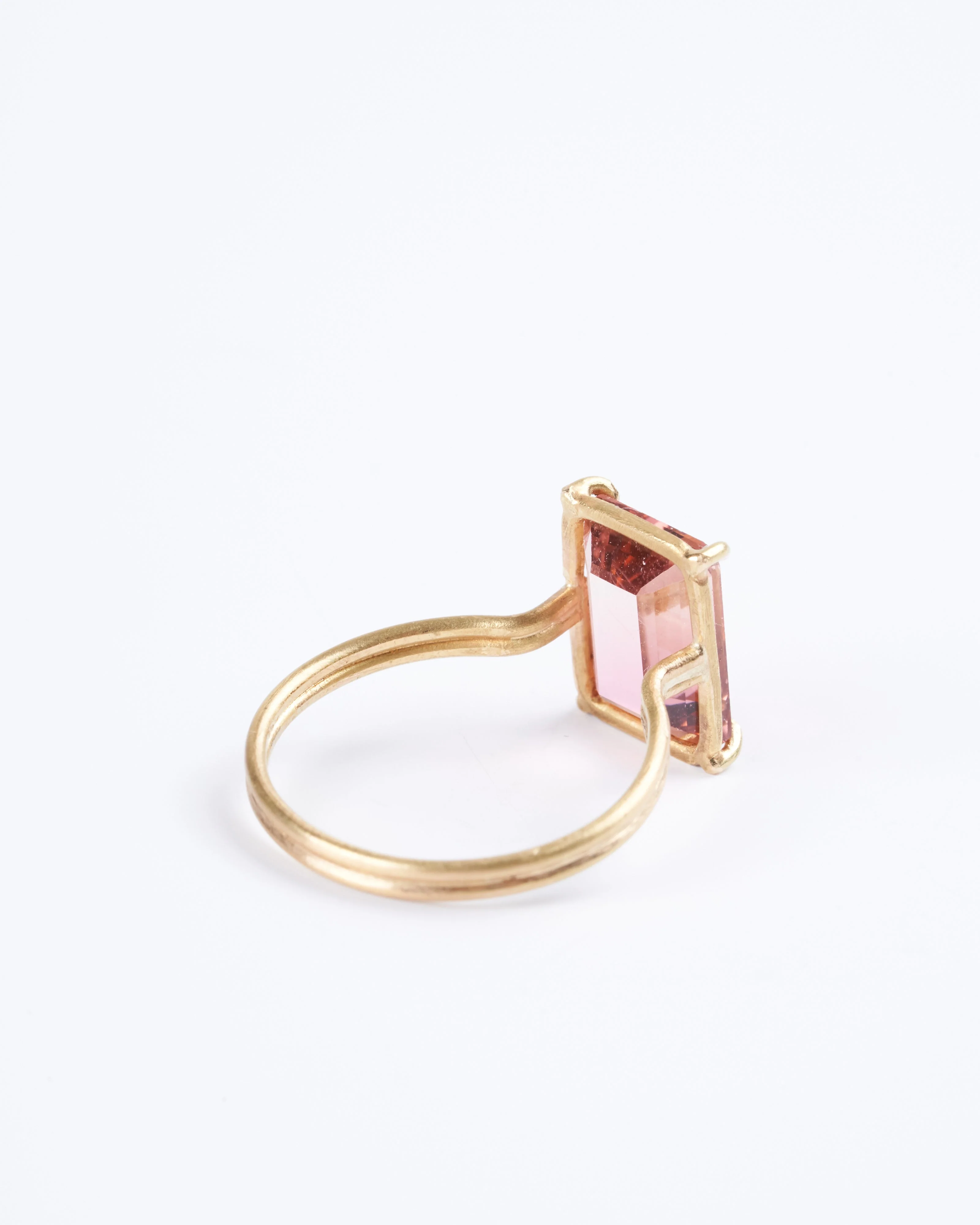 emerald cut blush tourmaline ring - Image 3