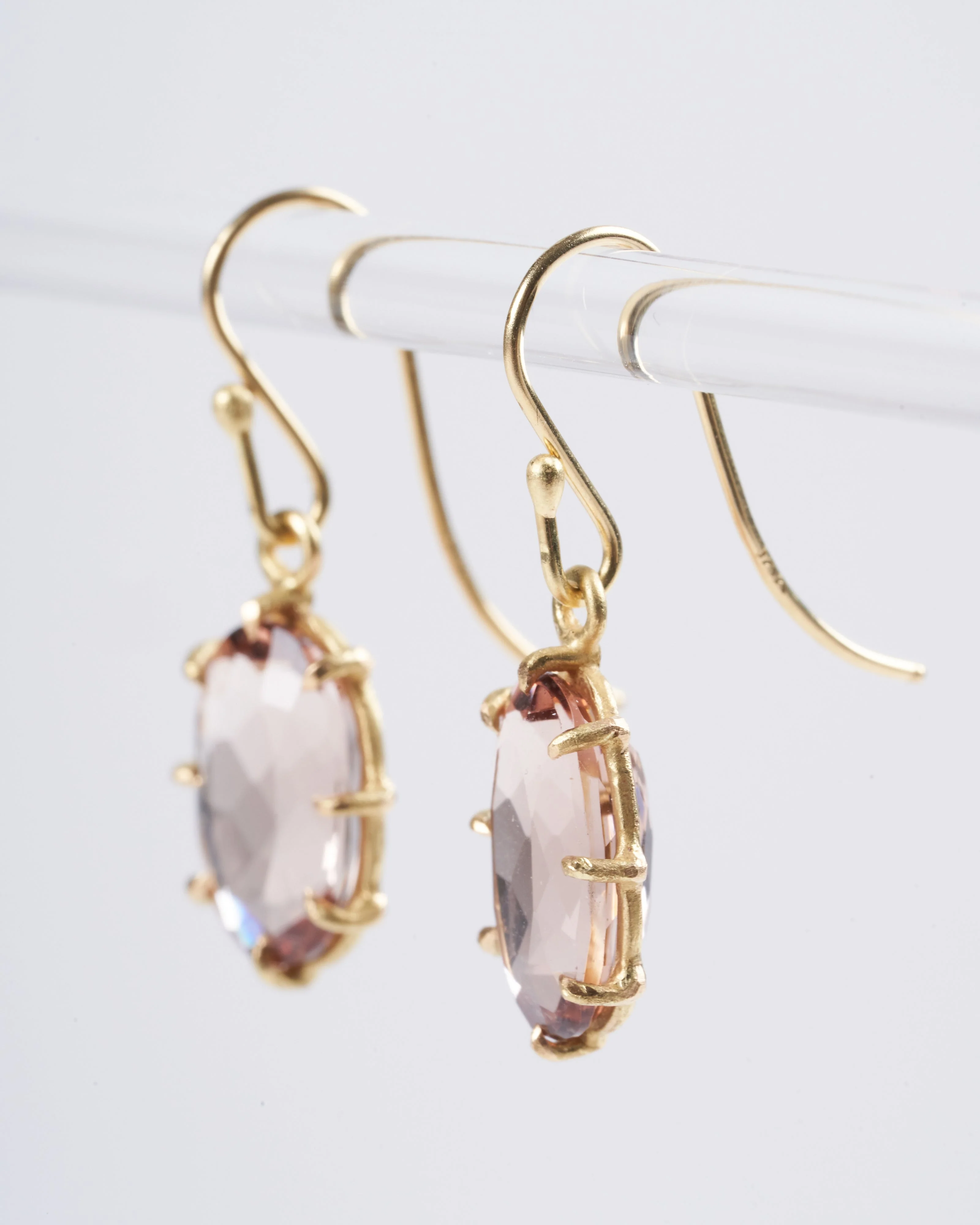 blush tourmaline faceted oval drop earrings - Image 2