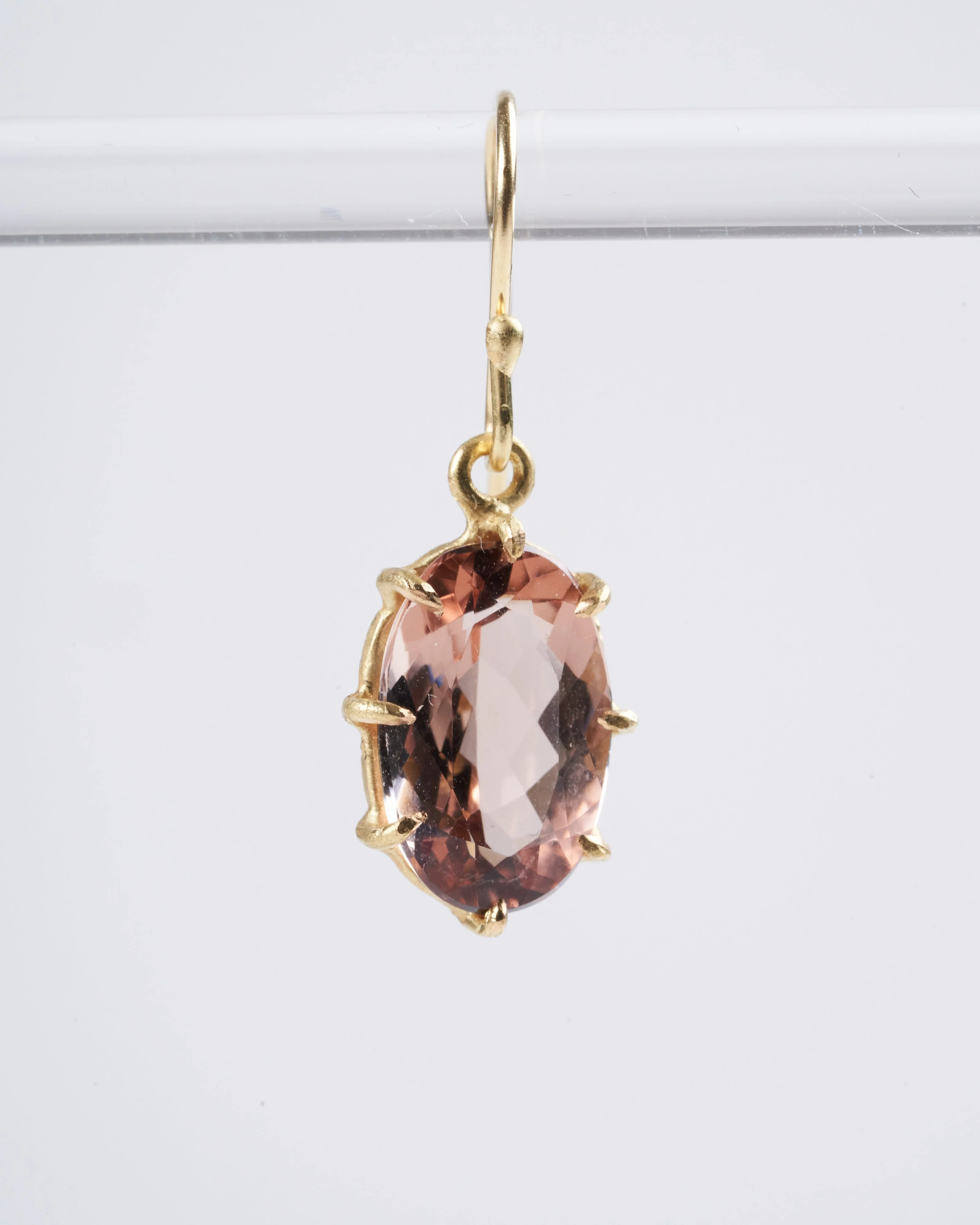 blush tourmaline faceted oval drop earrings - Image 3