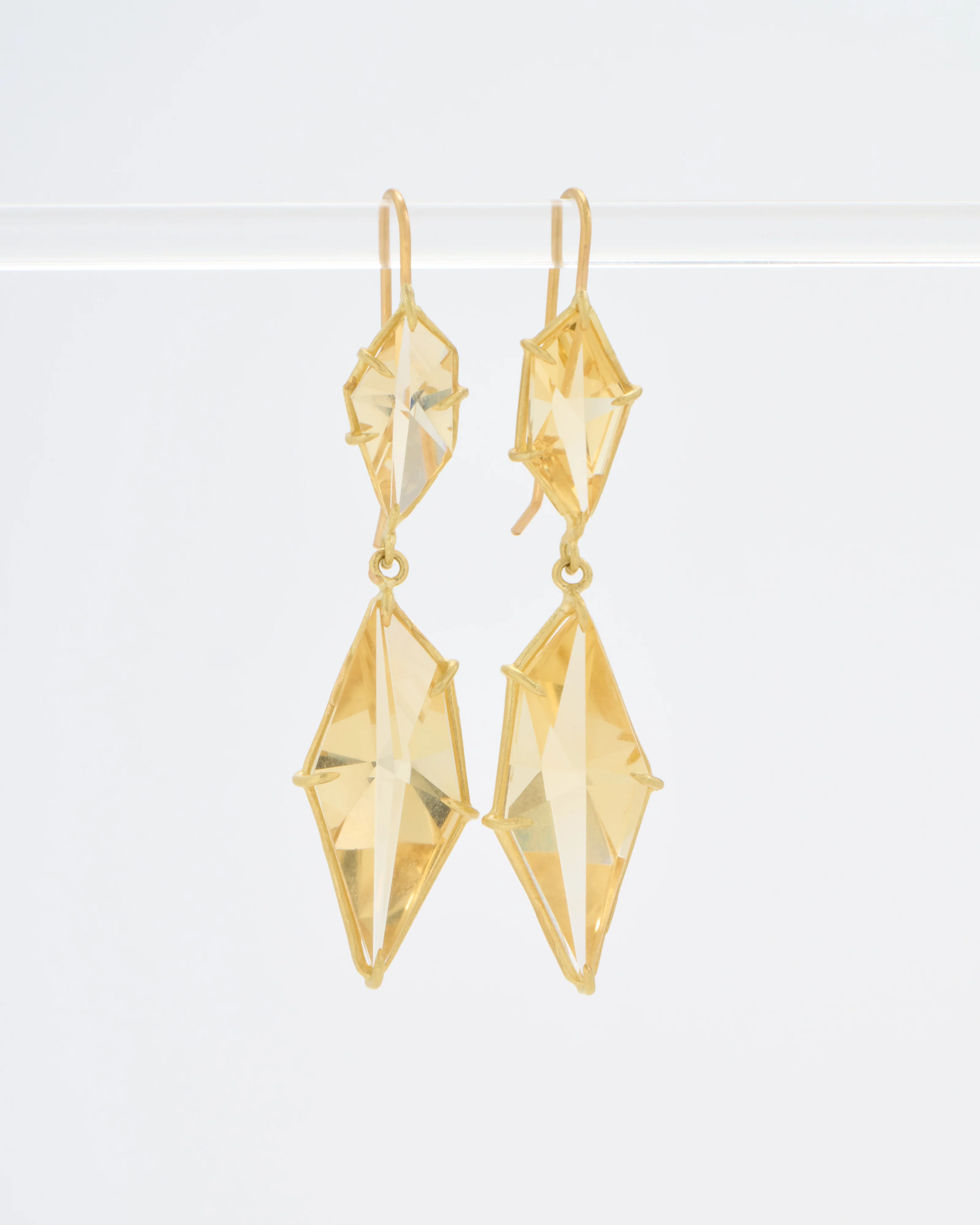 champagne citrine double drop geometric earrings - Image 2