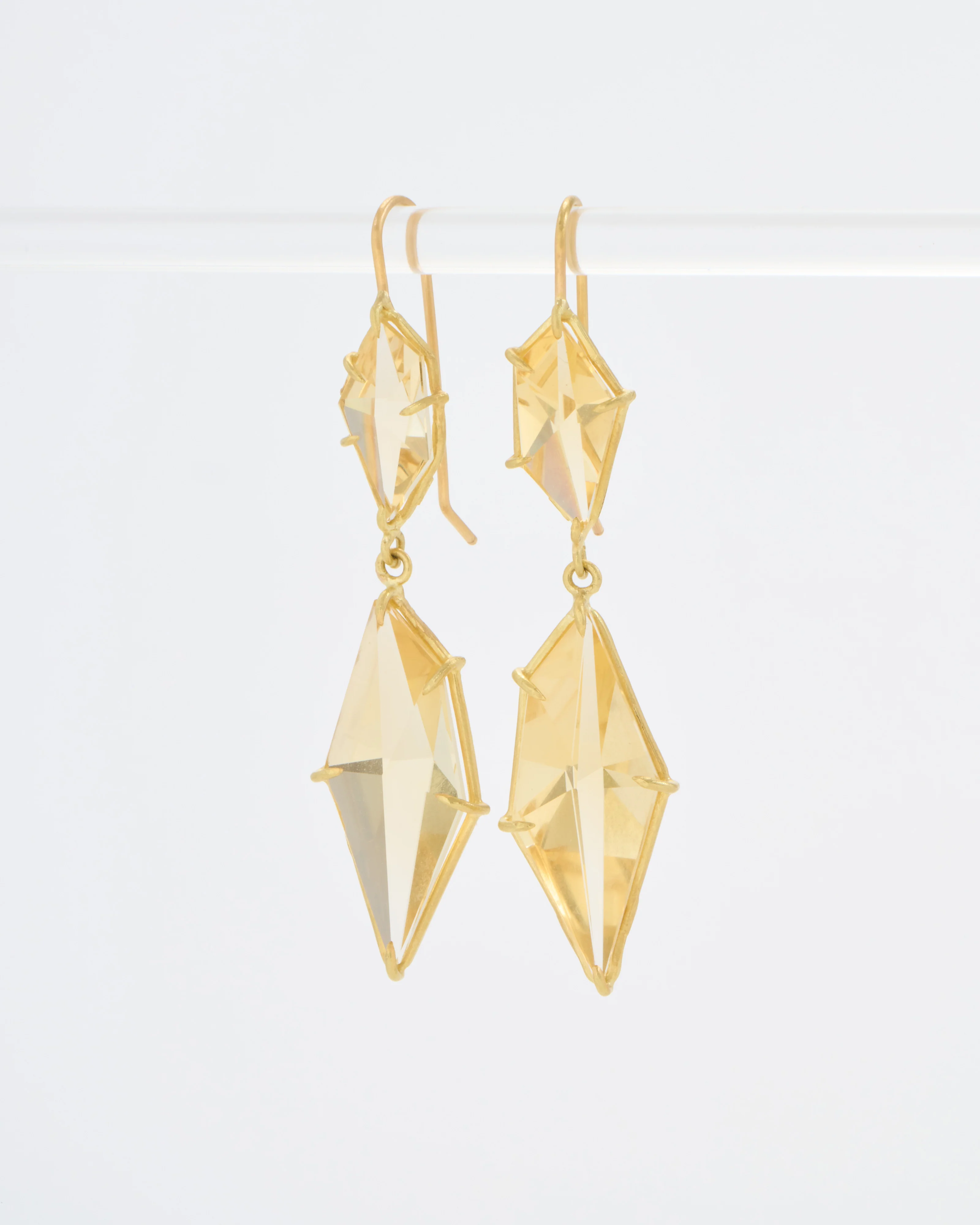 champagne citrine double drop geometric earrings - Image 3