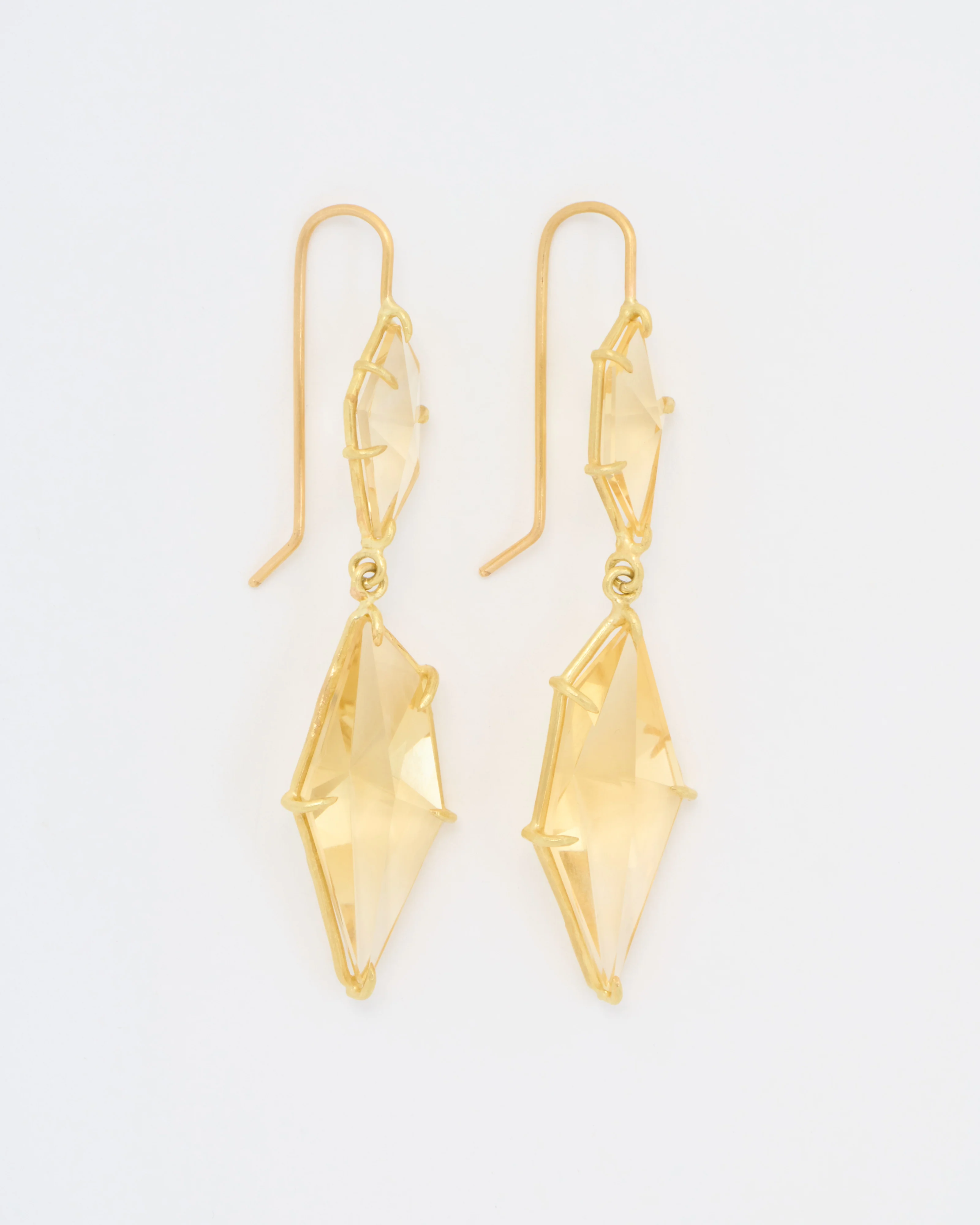 champagne citrine double drop geometric earrings - Image 4