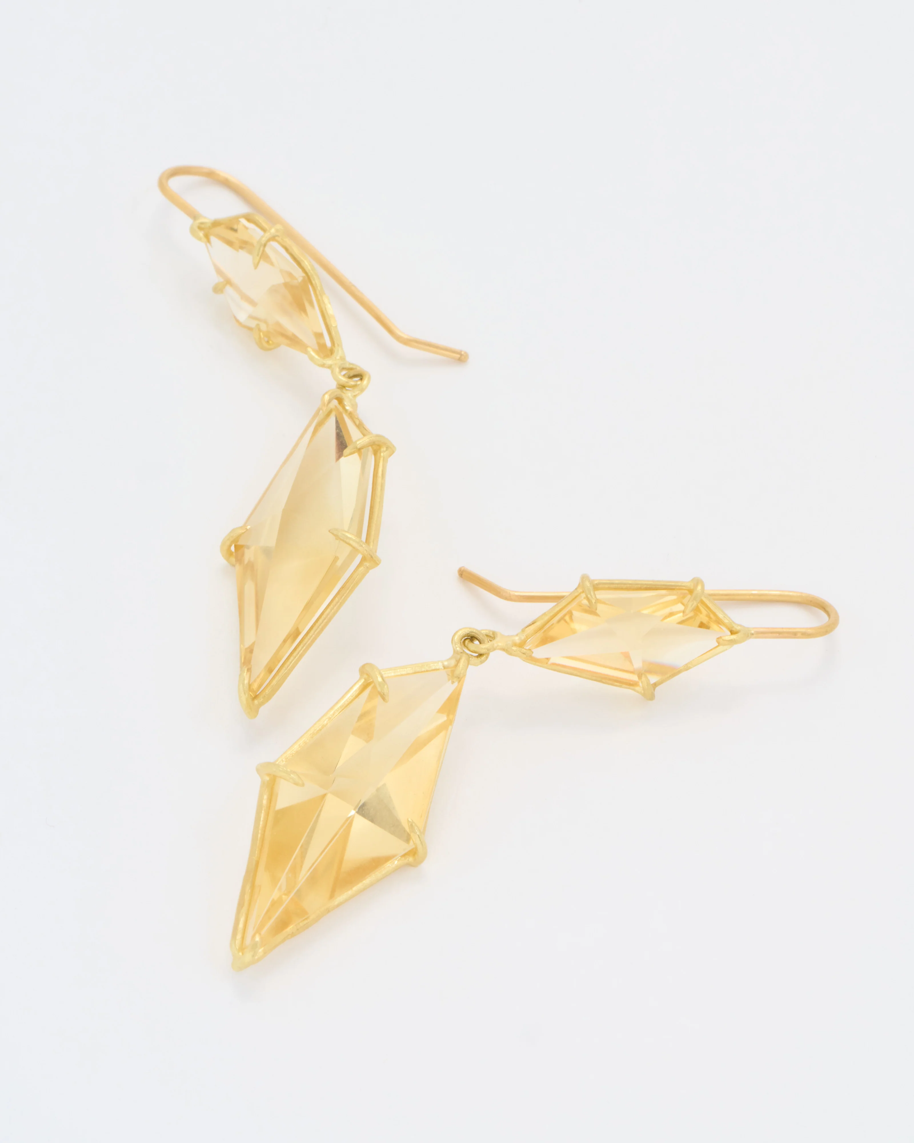 champagne citrine double drop geometric earrings - Image 5