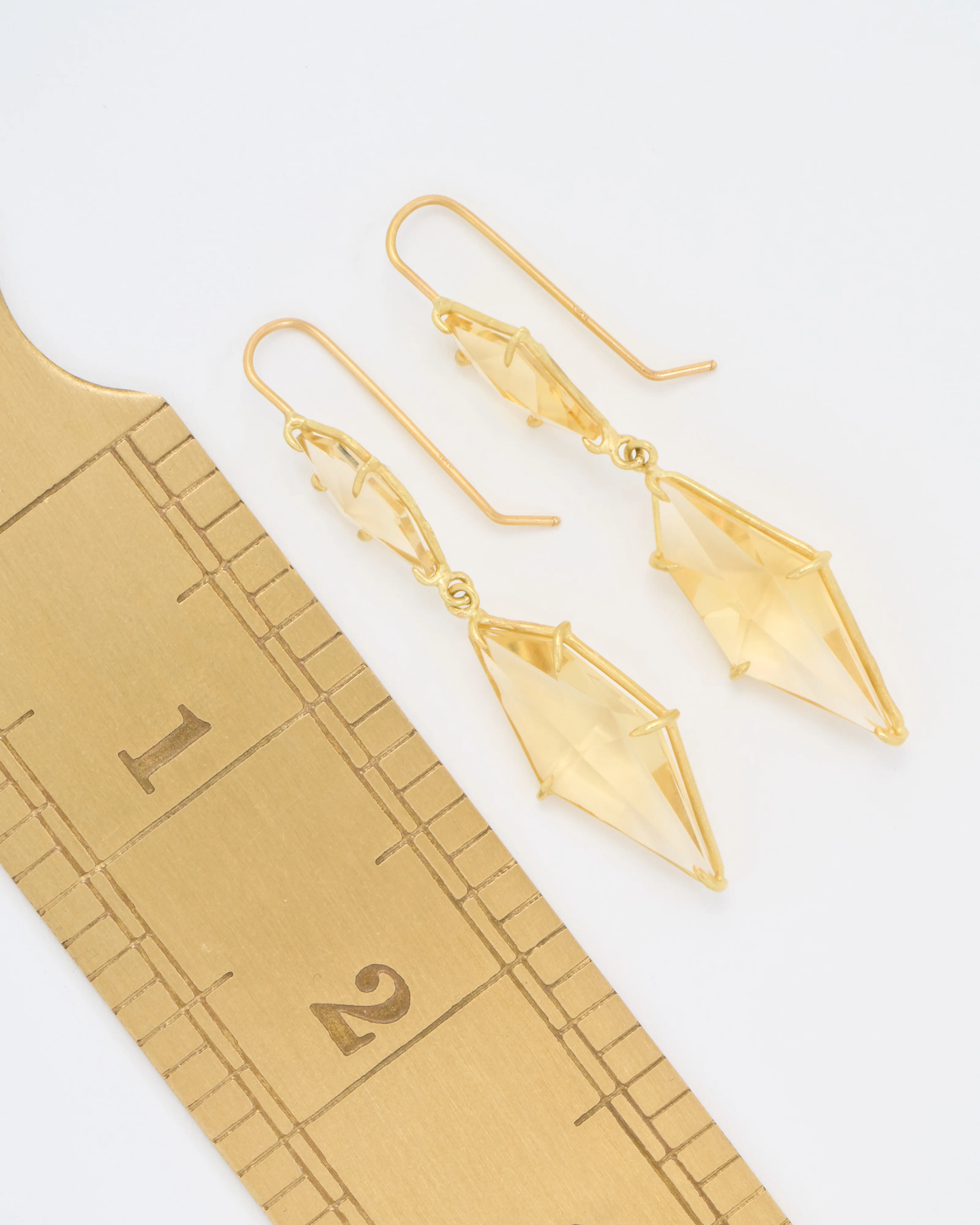 champagne citrine double drop geometric earrings - Image 6