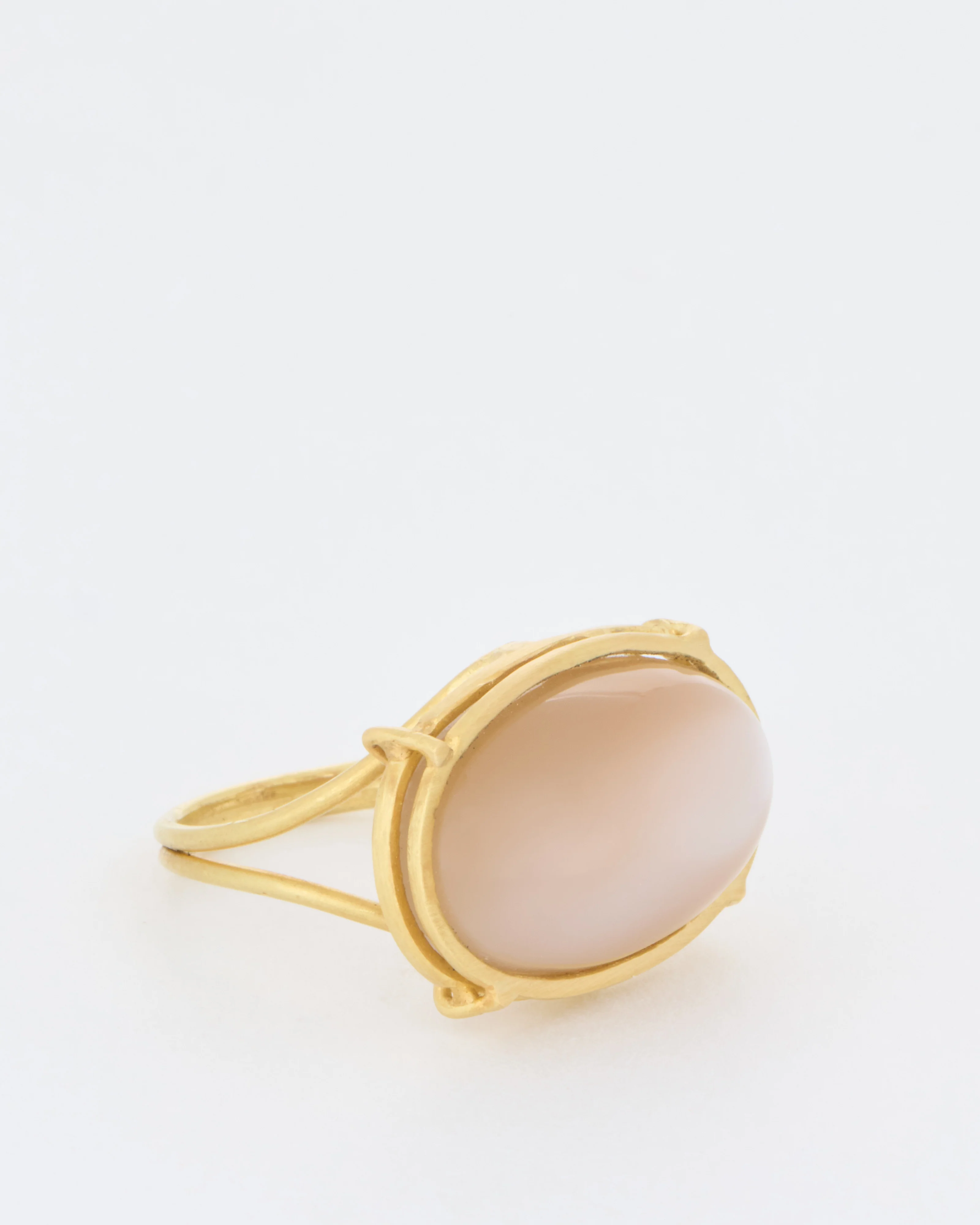 chocolate moonstone cabochon east west ring
