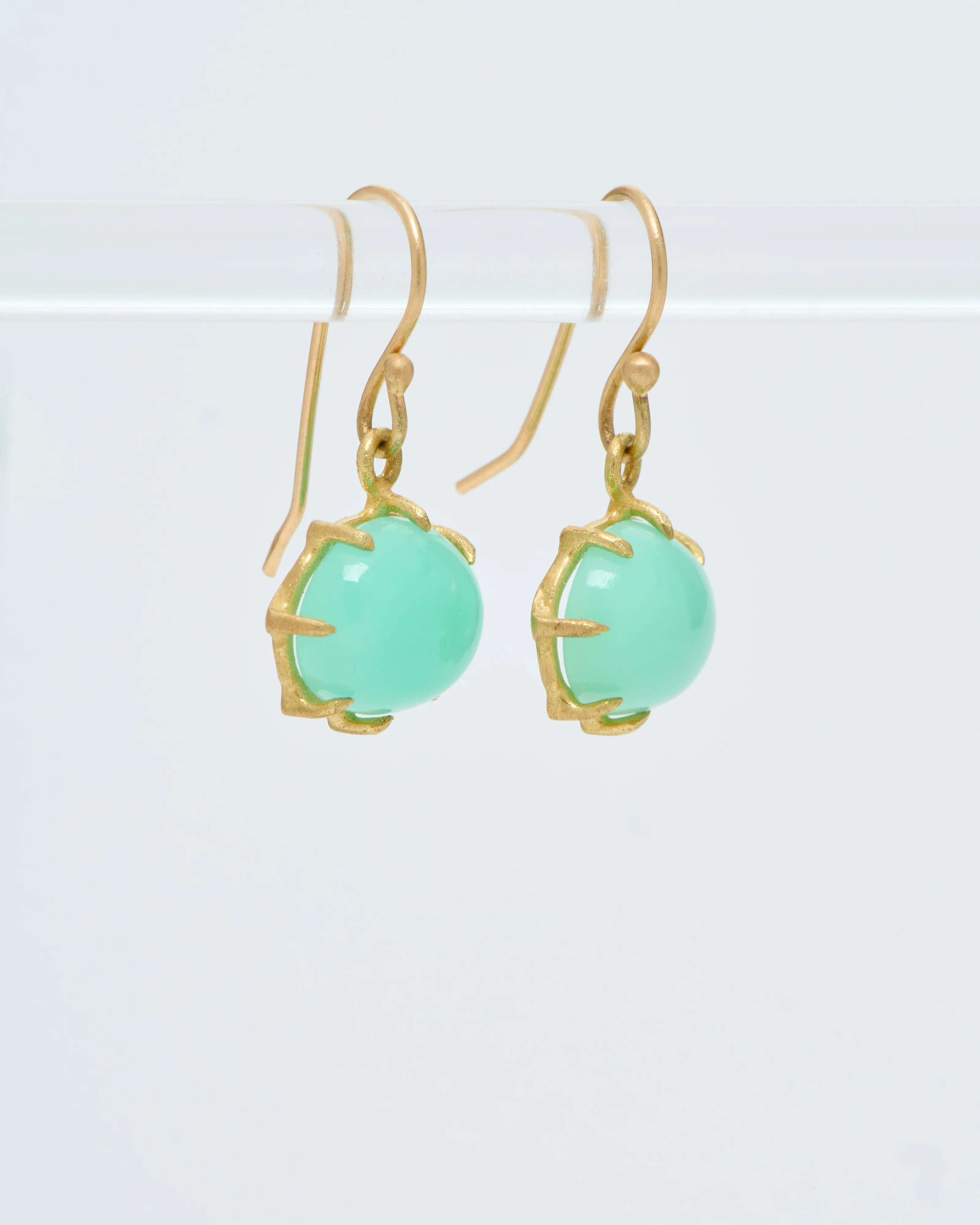 chrysophase cabochon oval drop earrings - Image 3