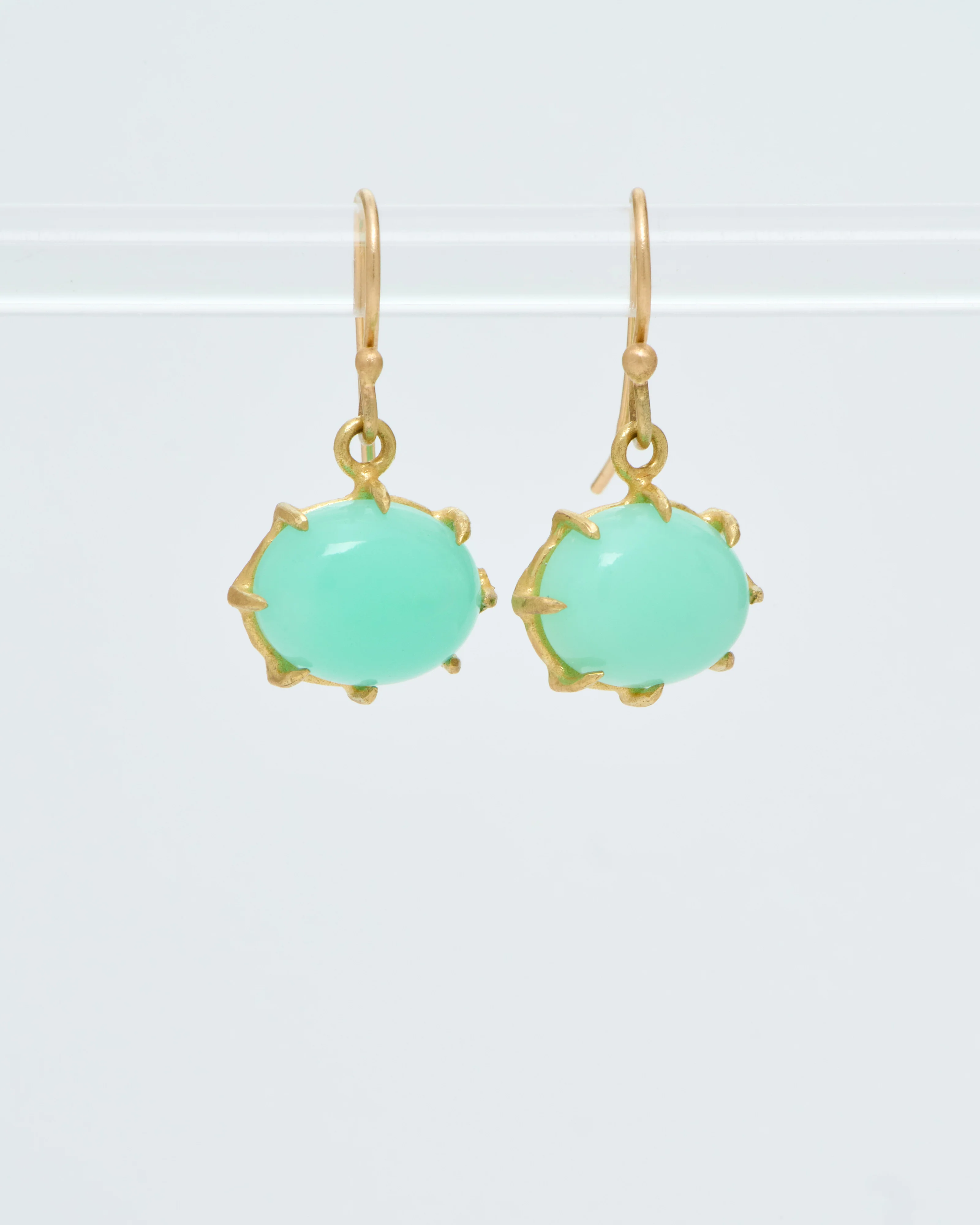 chrysophase cabochon oval drop earrings - Image 4