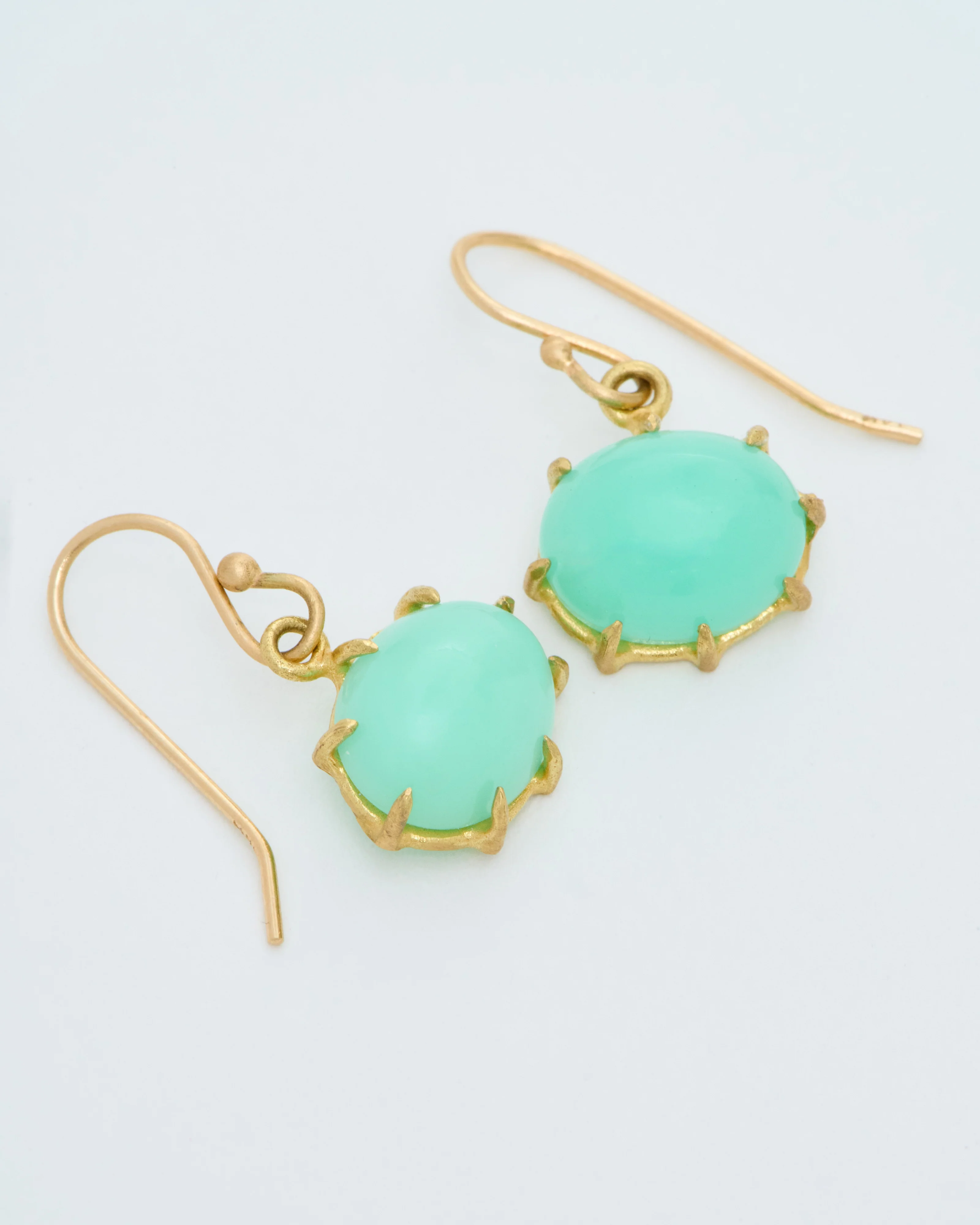 chrysophase cabochon oval drop earrings - Image 5