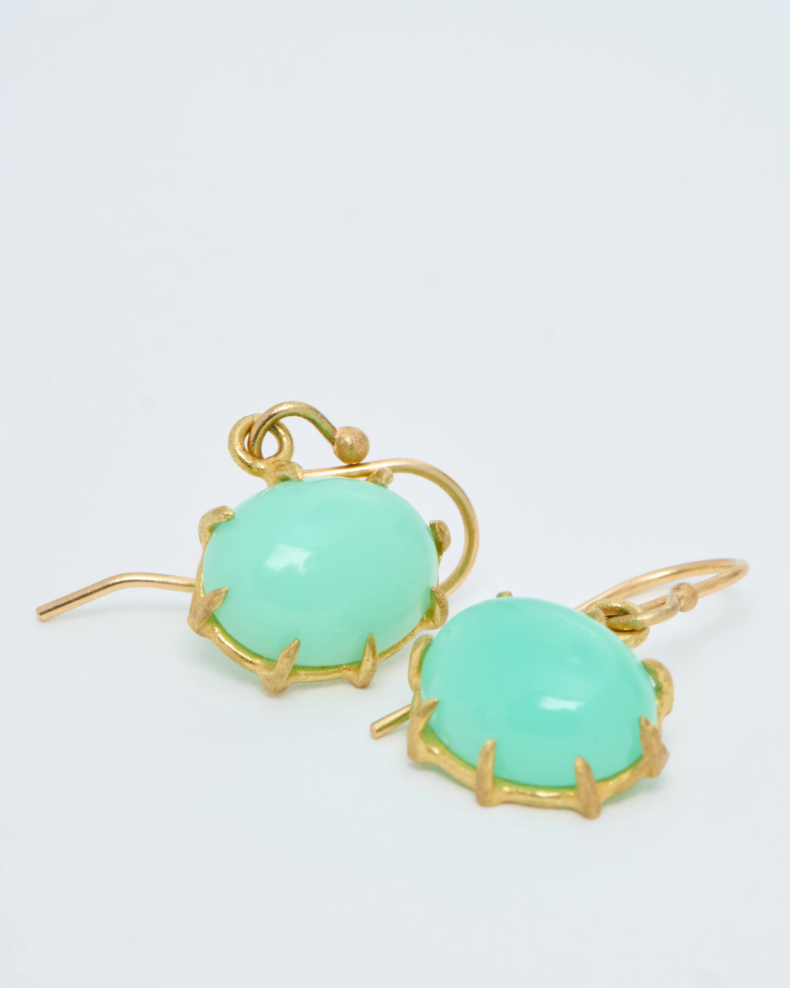 chrysophase cabochon oval drop earrings - Image 6