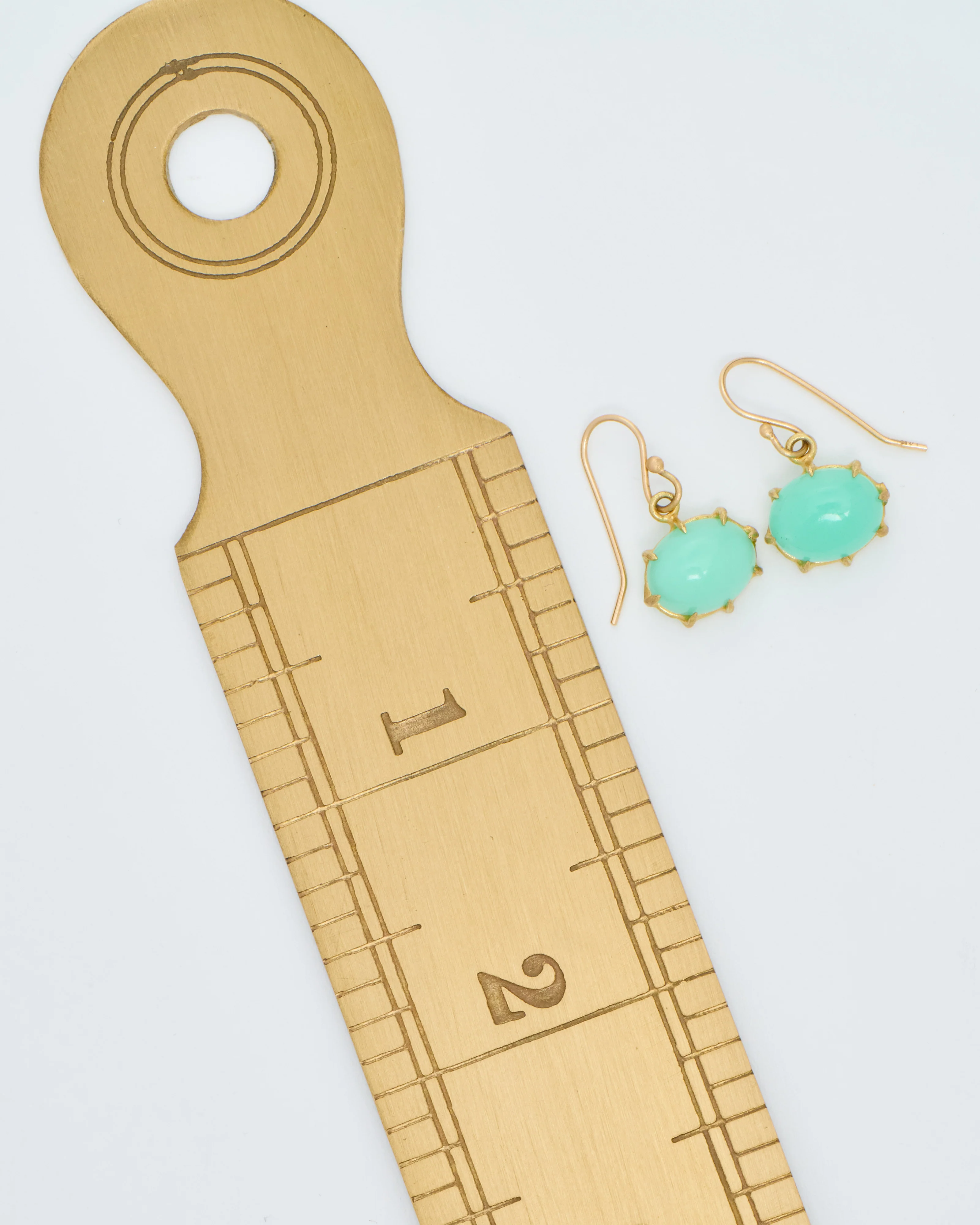 chrysophase cabochon oval drop earrings - Image 7
