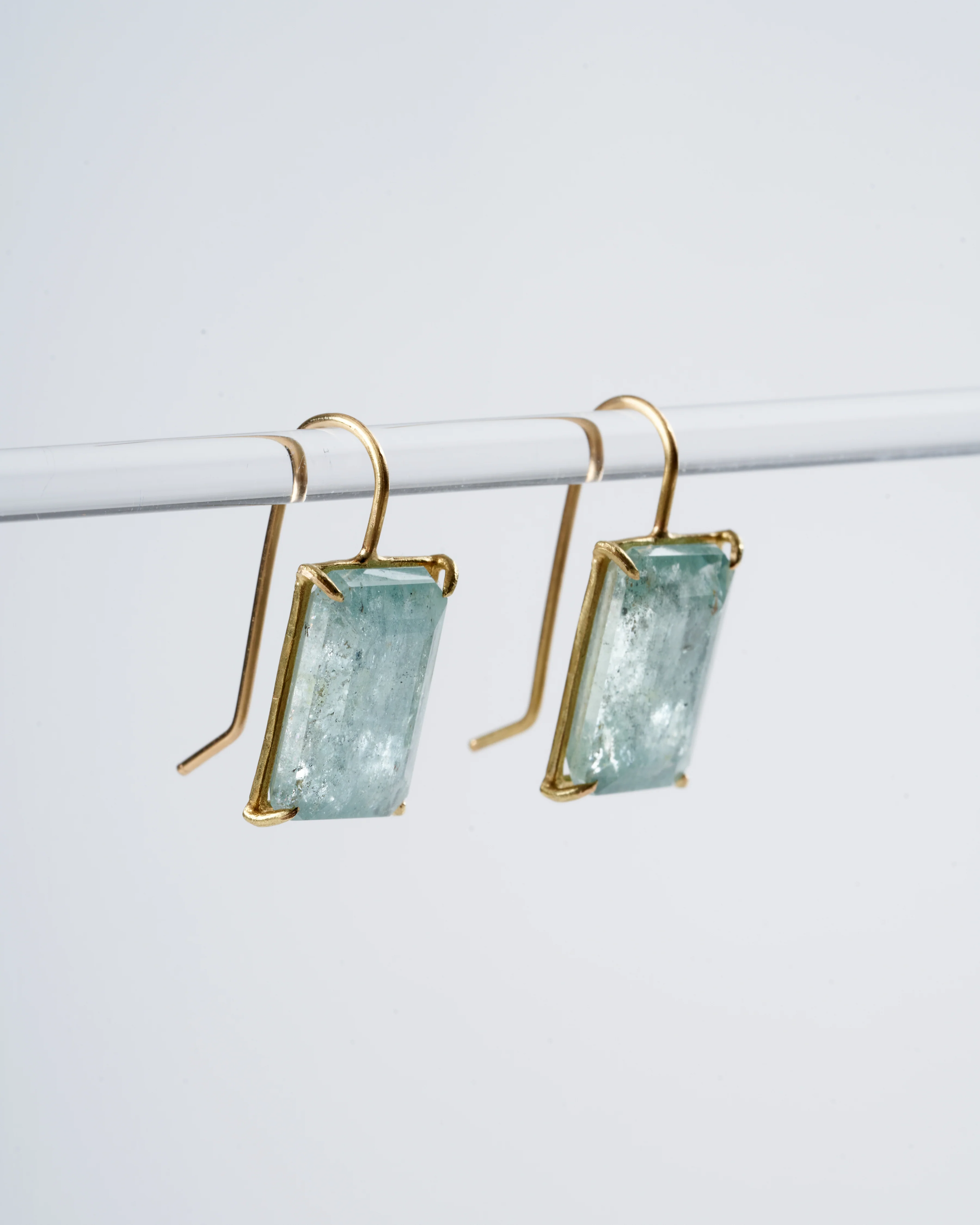aquamarine cubist cut earrings - Image 2
