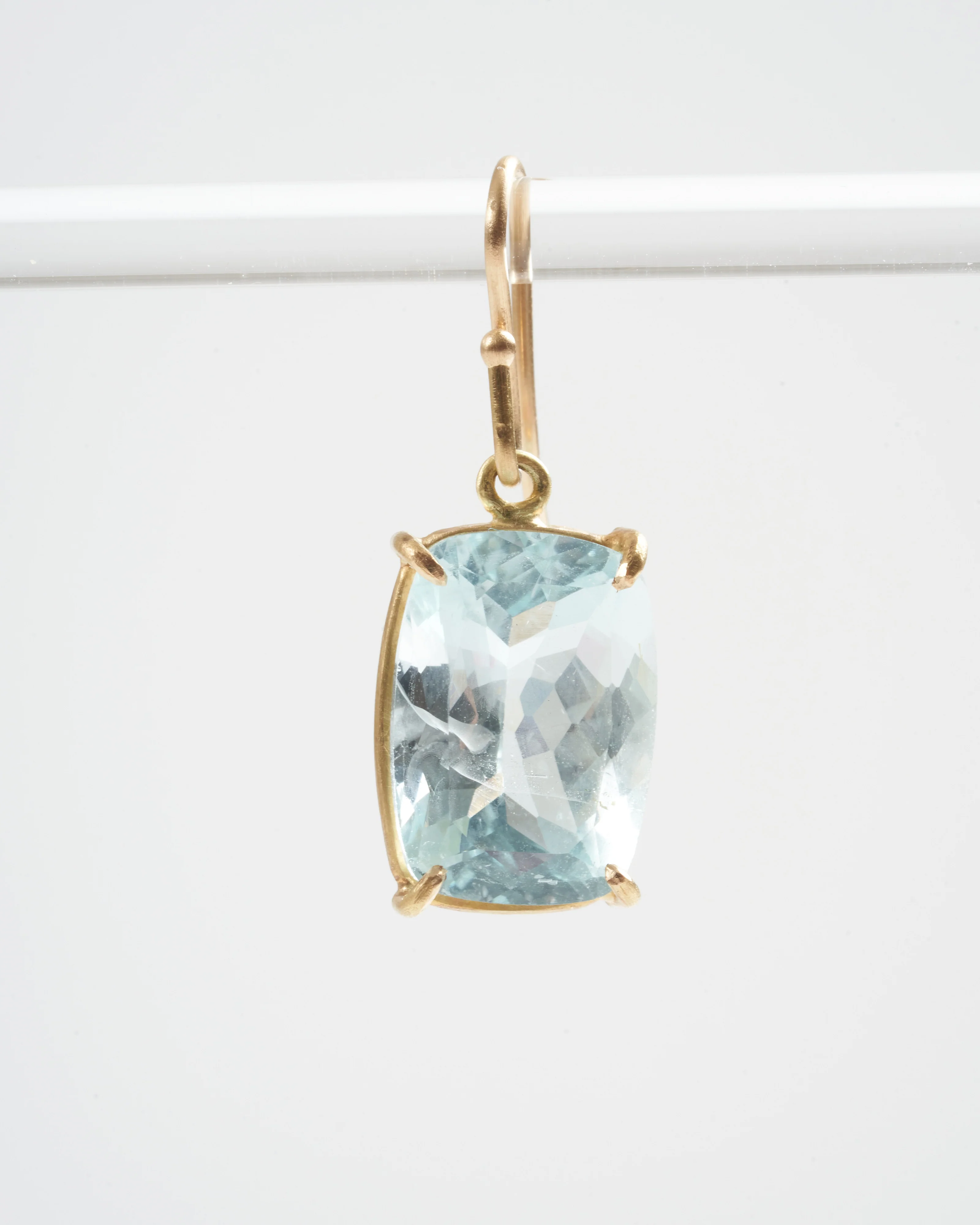 cushion cut aquamarine earrings - glacier blue - Image 2