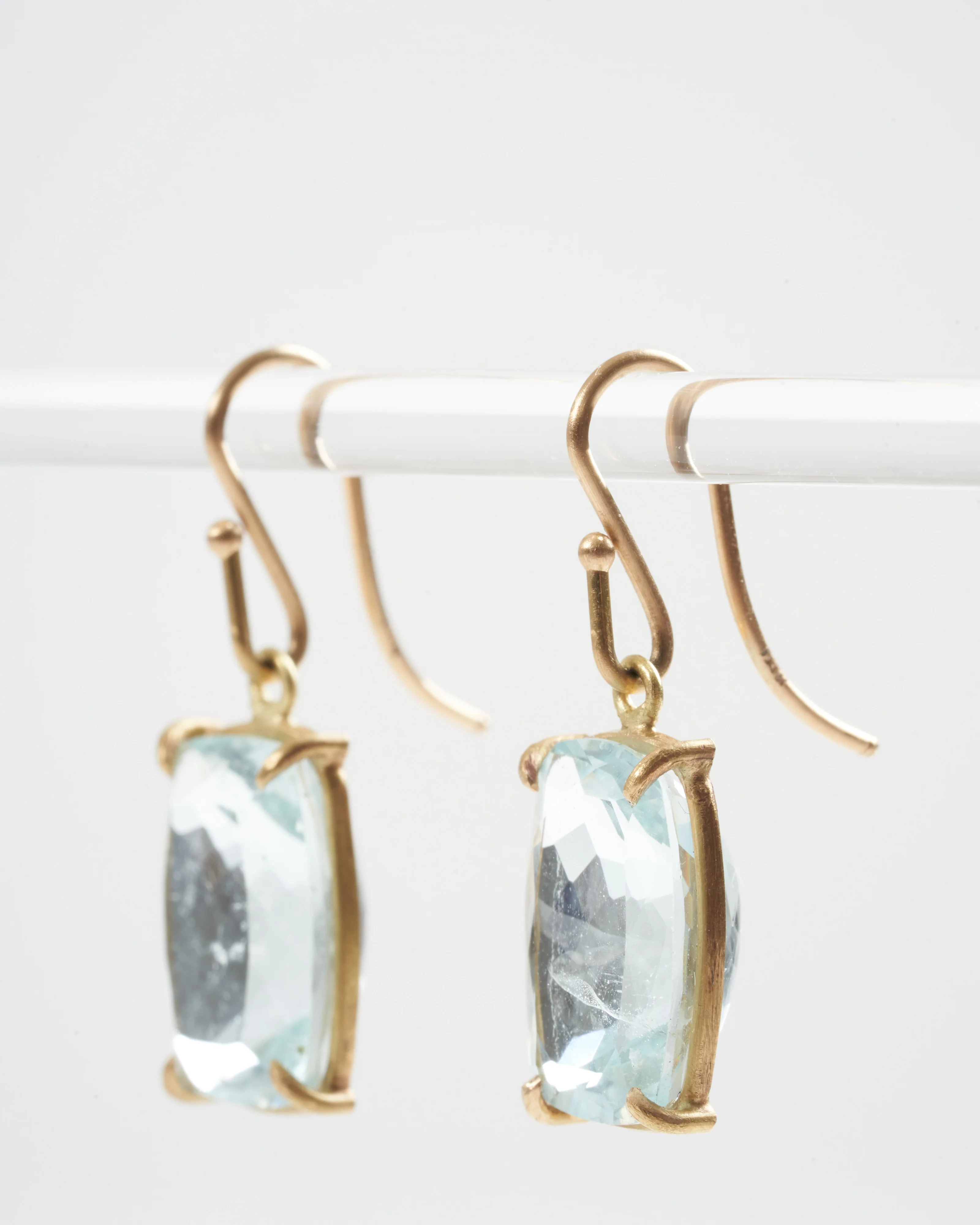 cushion cut aquamarine earrings - glacier blue - Image 3