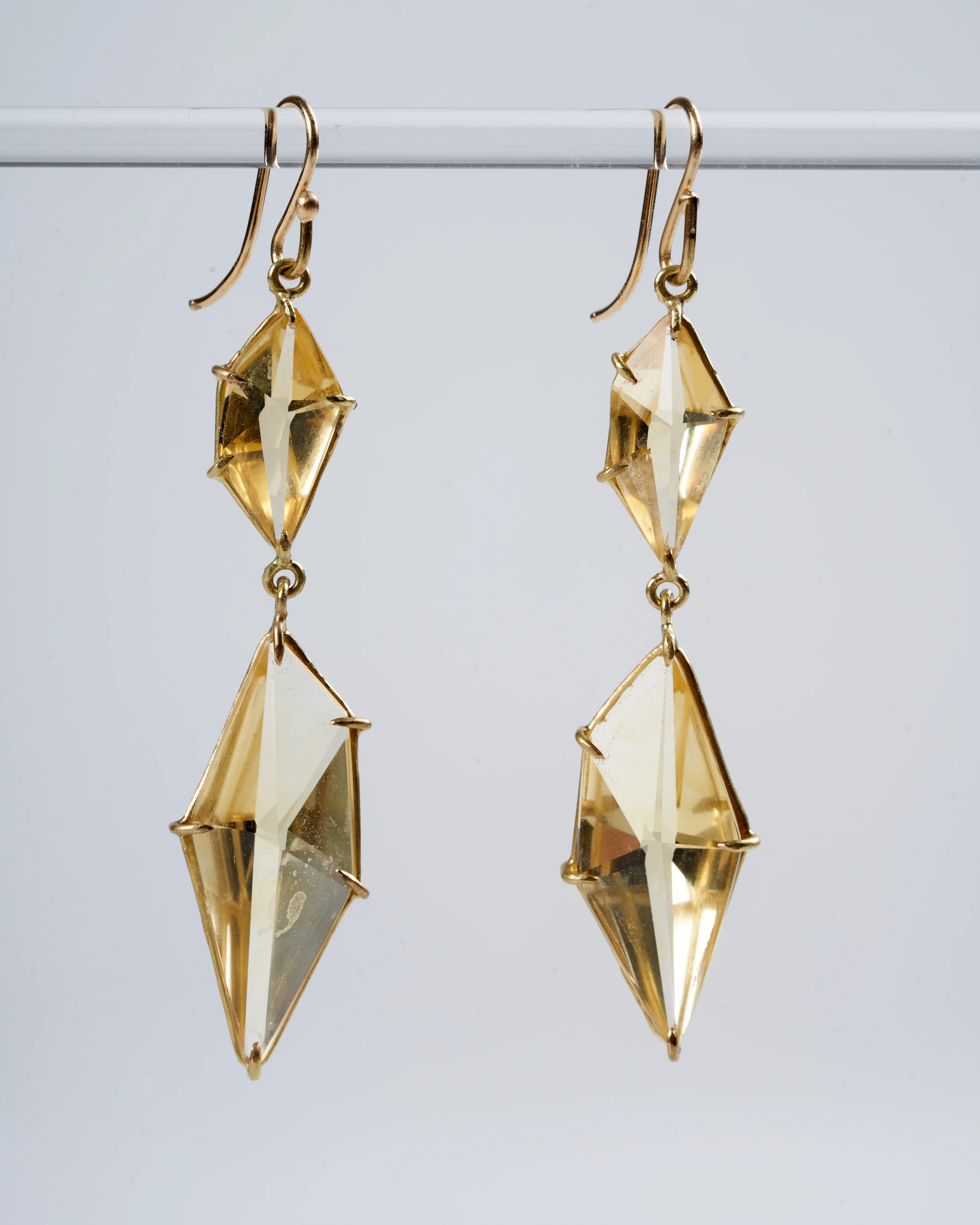double drop champagne geometric citrine earrings - Image 3