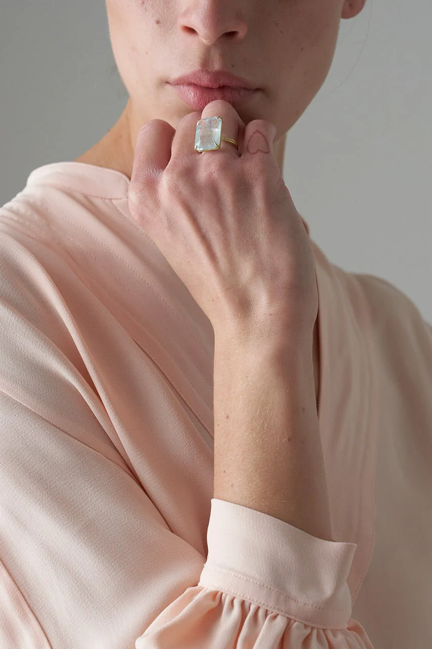 emerald cut ring - blue aquamarine - Image 2