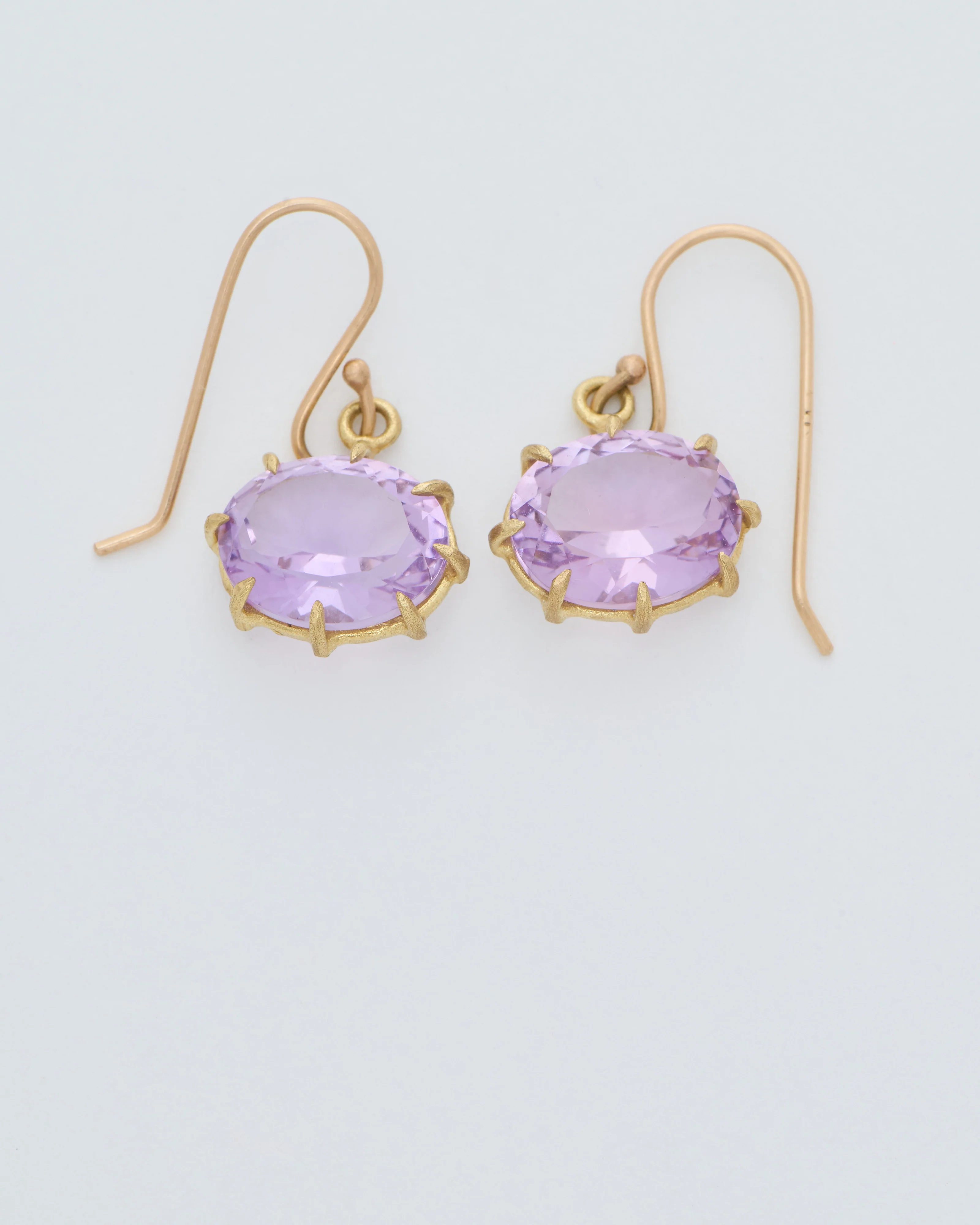 faceted oval rose lavender amethyst drop earrings - Image 2