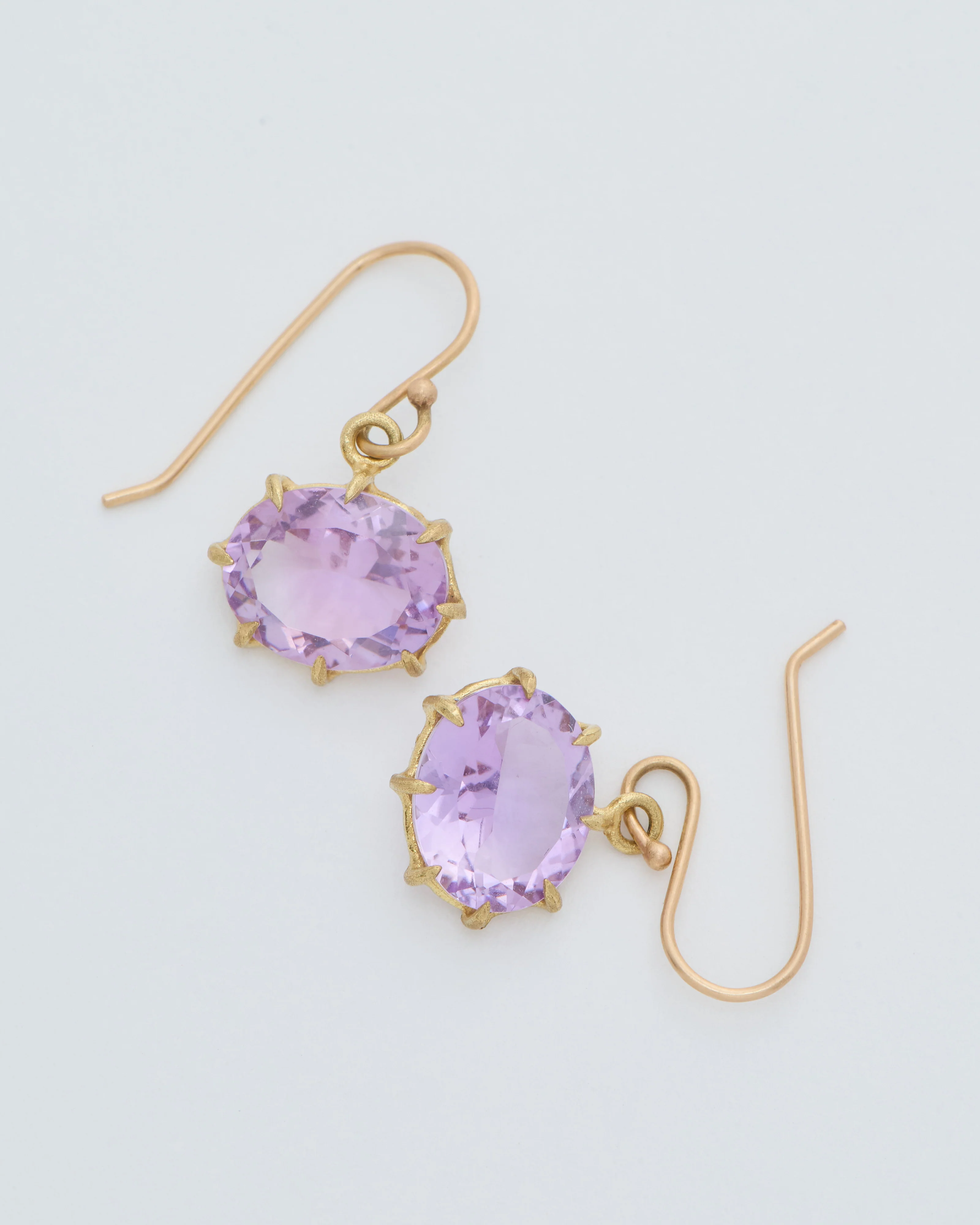 faceted oval rose lavender amethyst drop earrings - Image 3