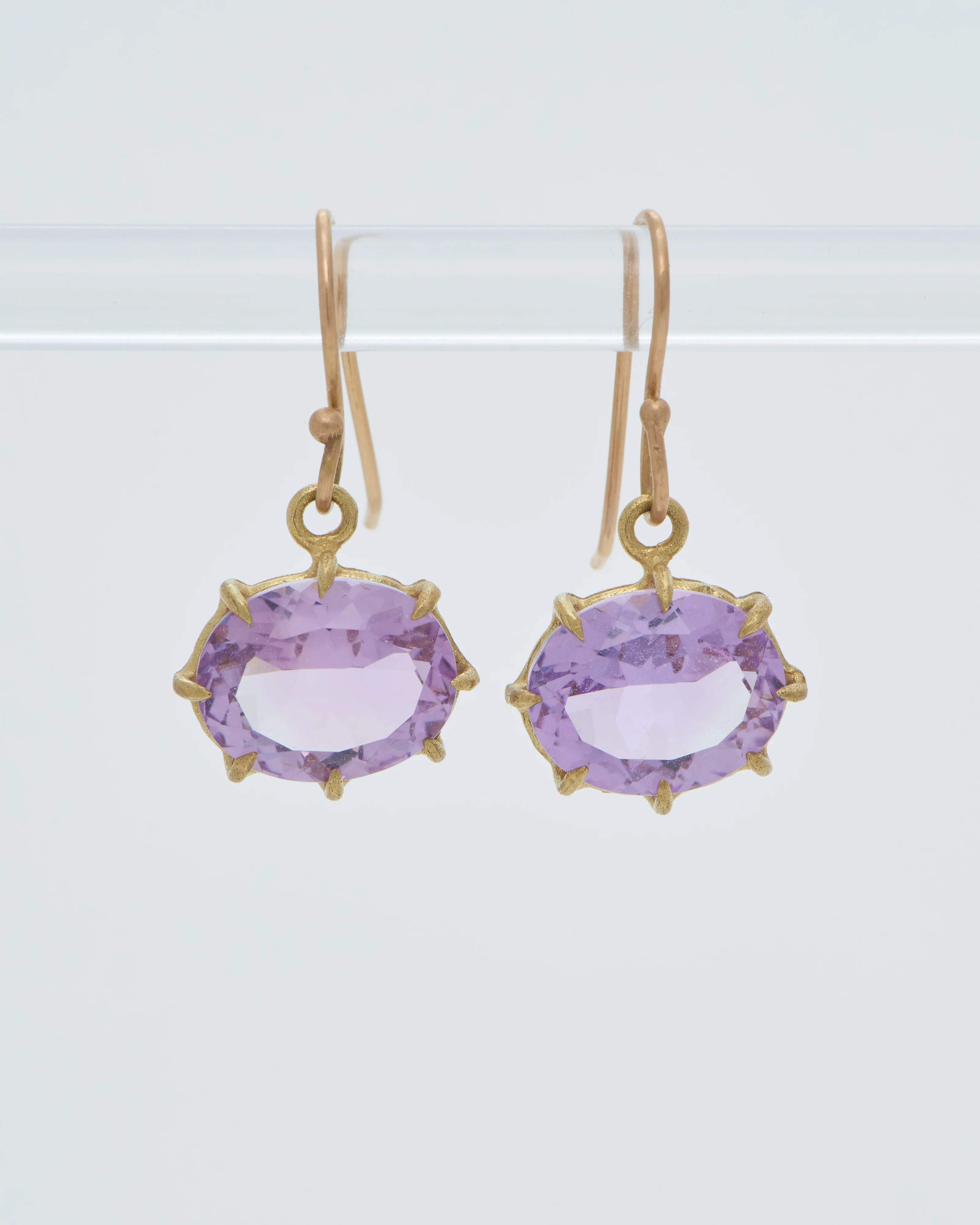 faceted oval rose lavender amethyst drop earrings - Image 4