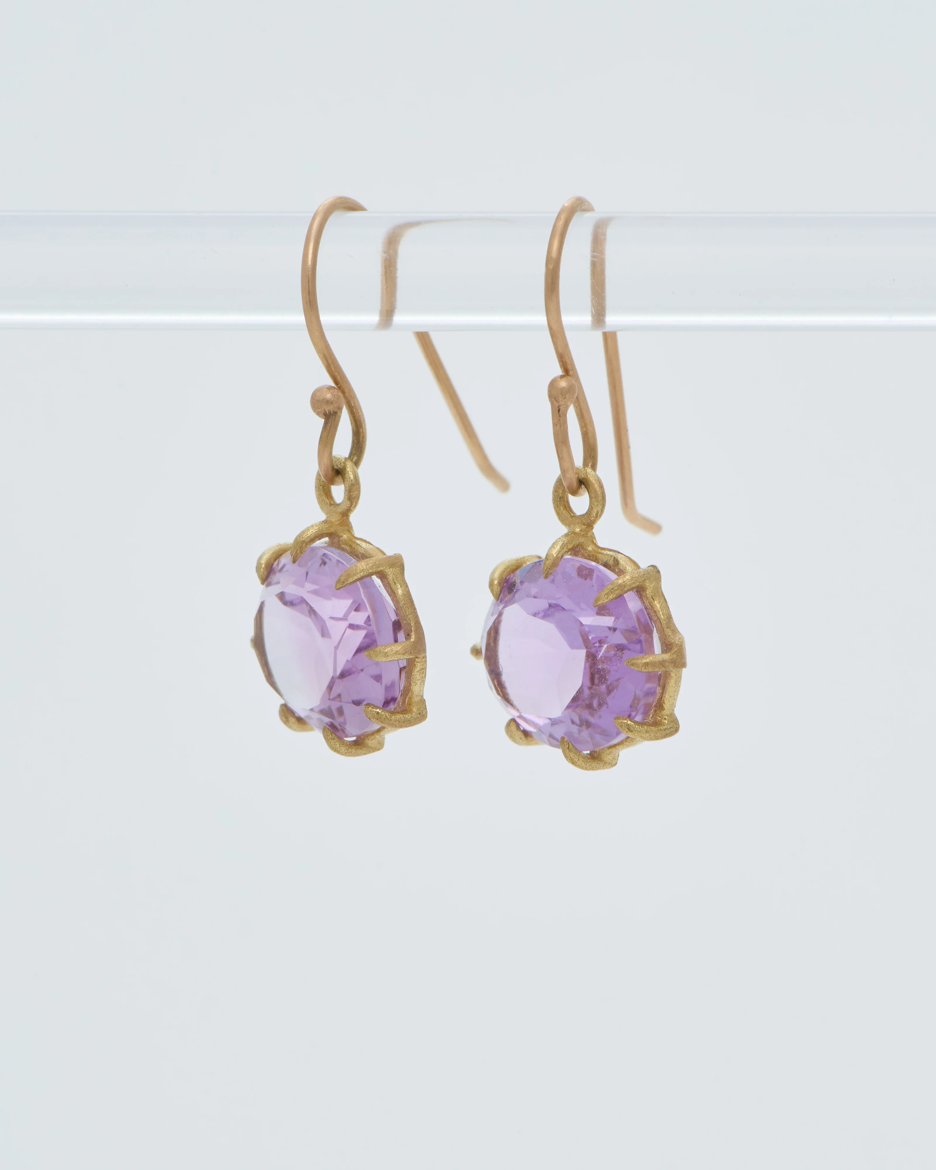 faceted oval rose lavender amethyst drop earrings - Image 5