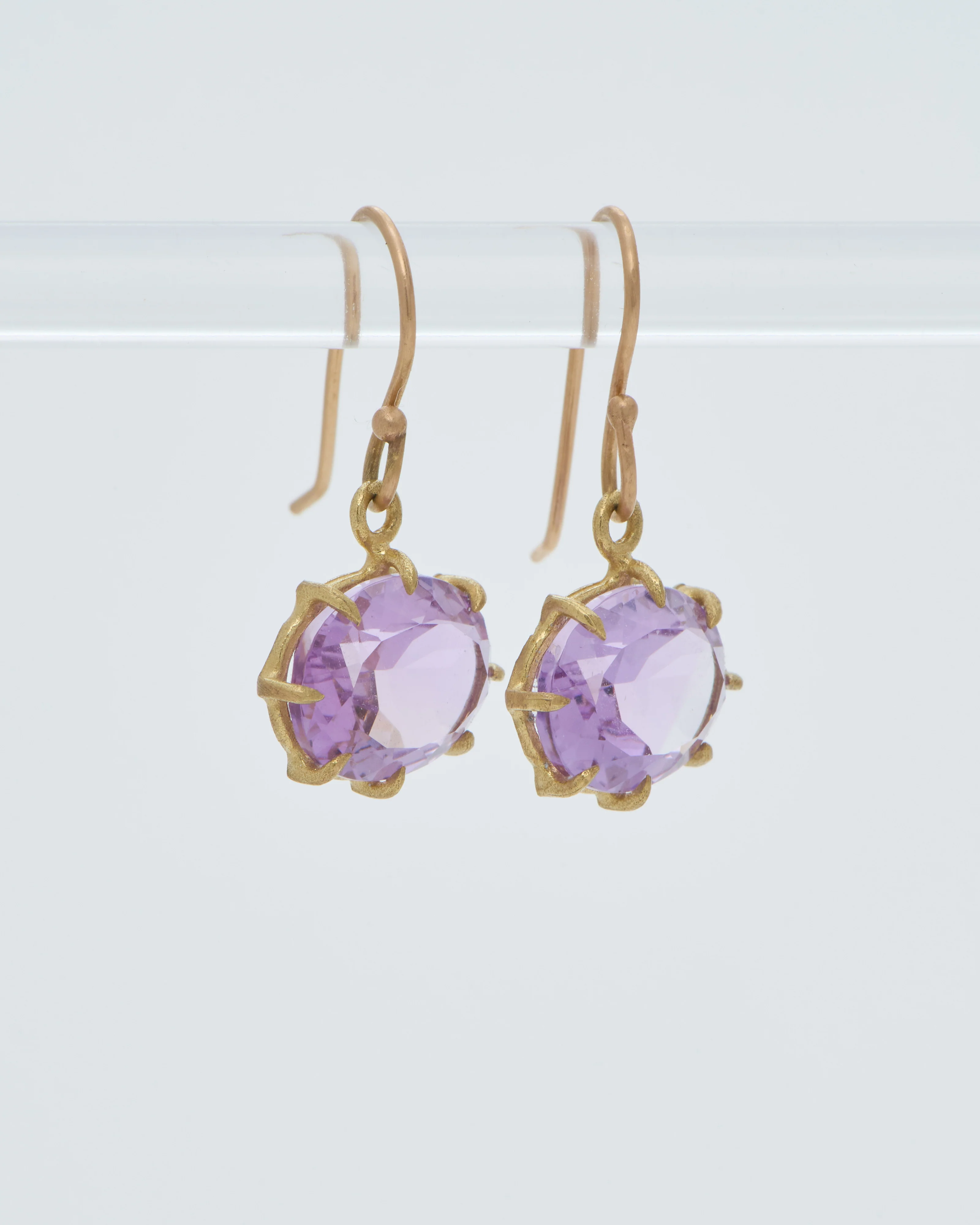 faceted oval rose lavender amethyst drop earrings - Image 6