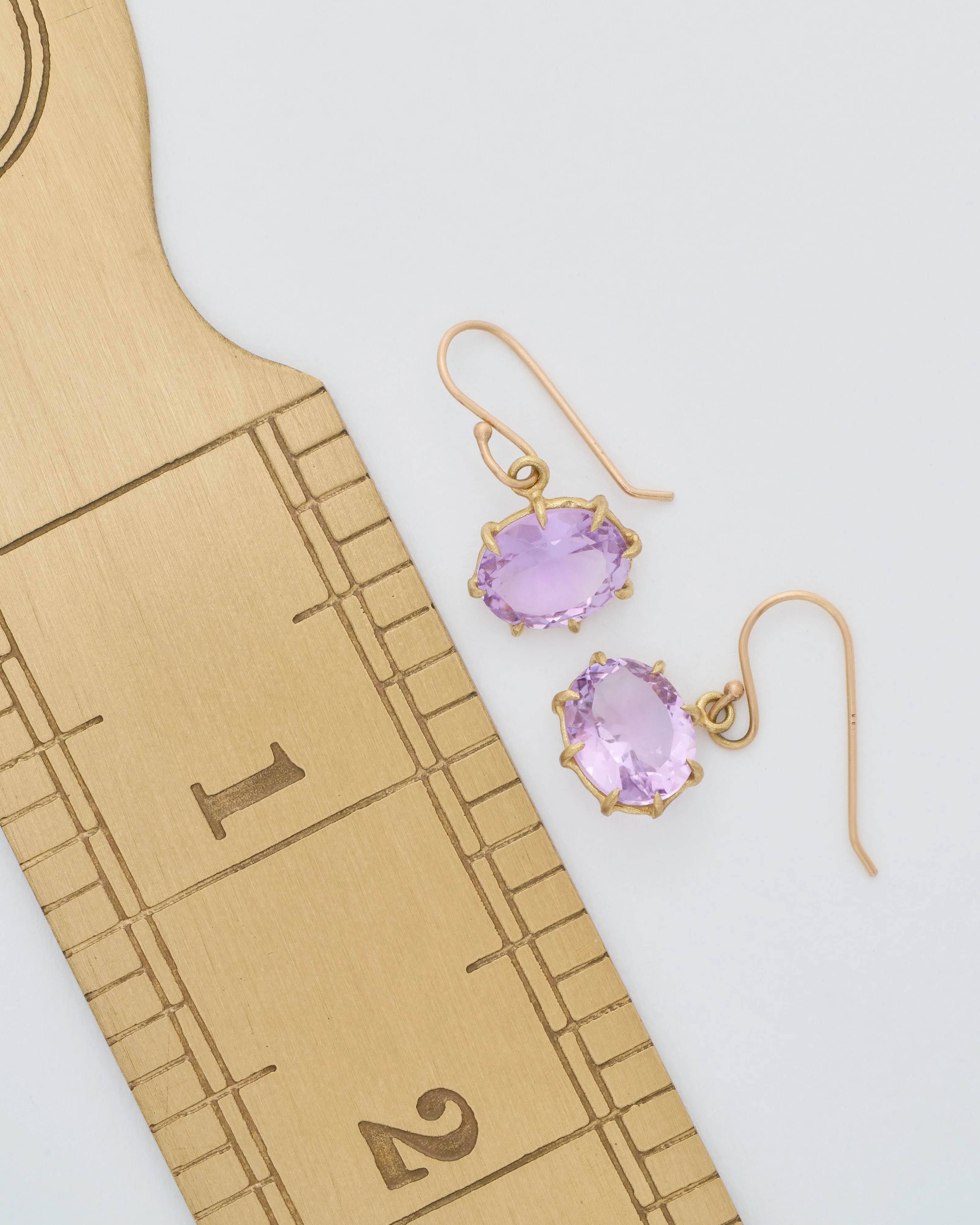 faceted oval rose lavender amethyst drop earrings - Image 7