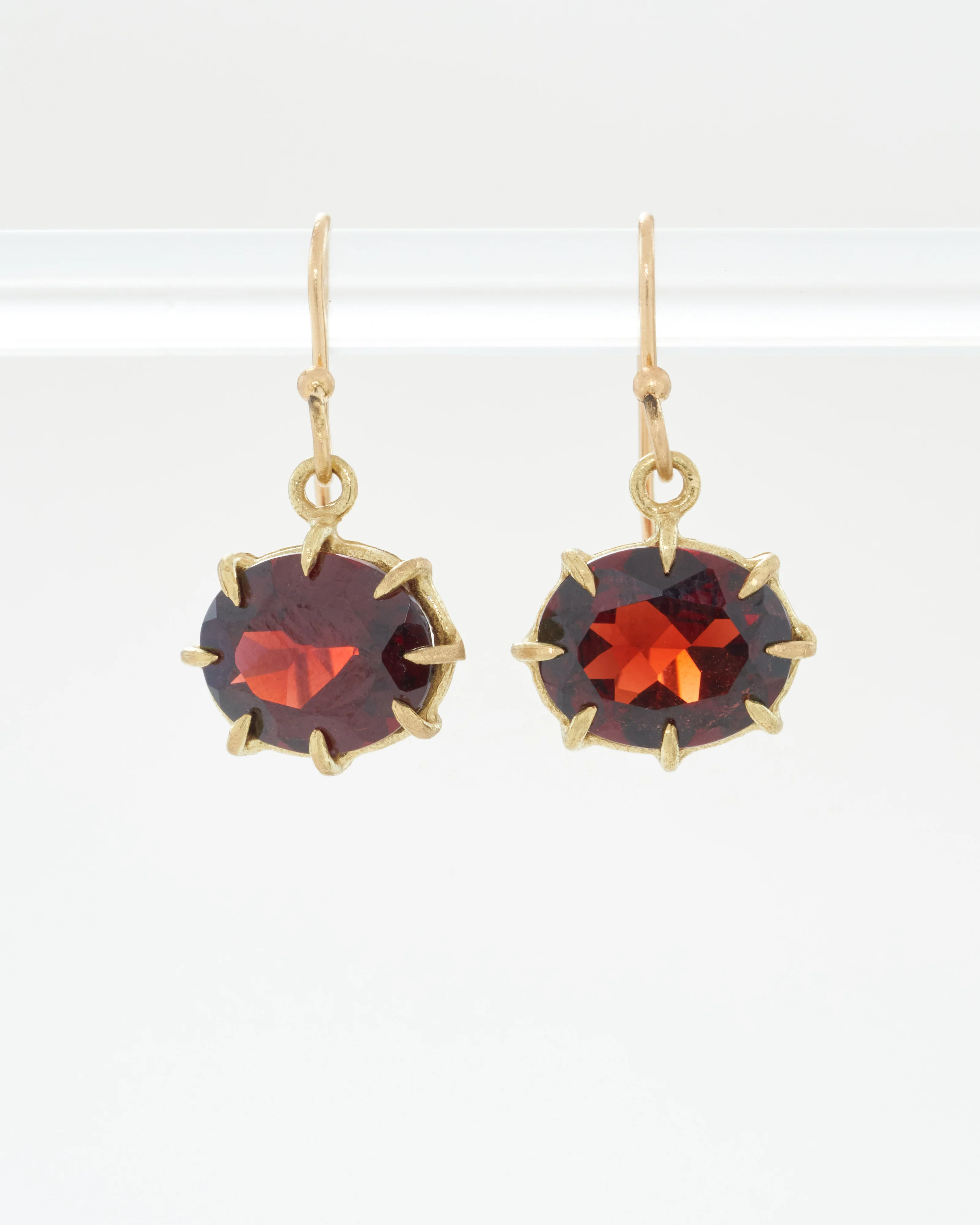 garnet oval drop earrings