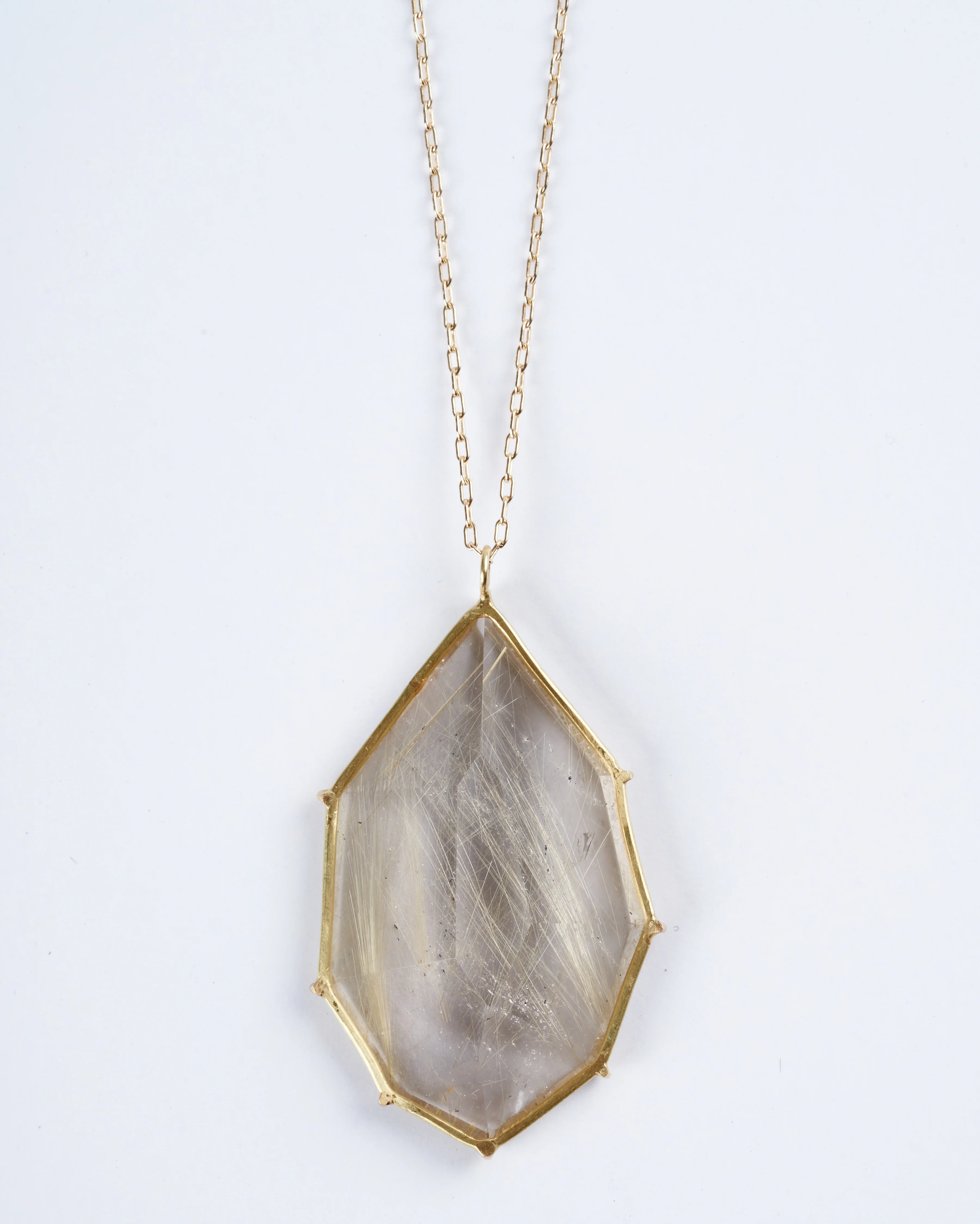 geometric rutile quartz necklace