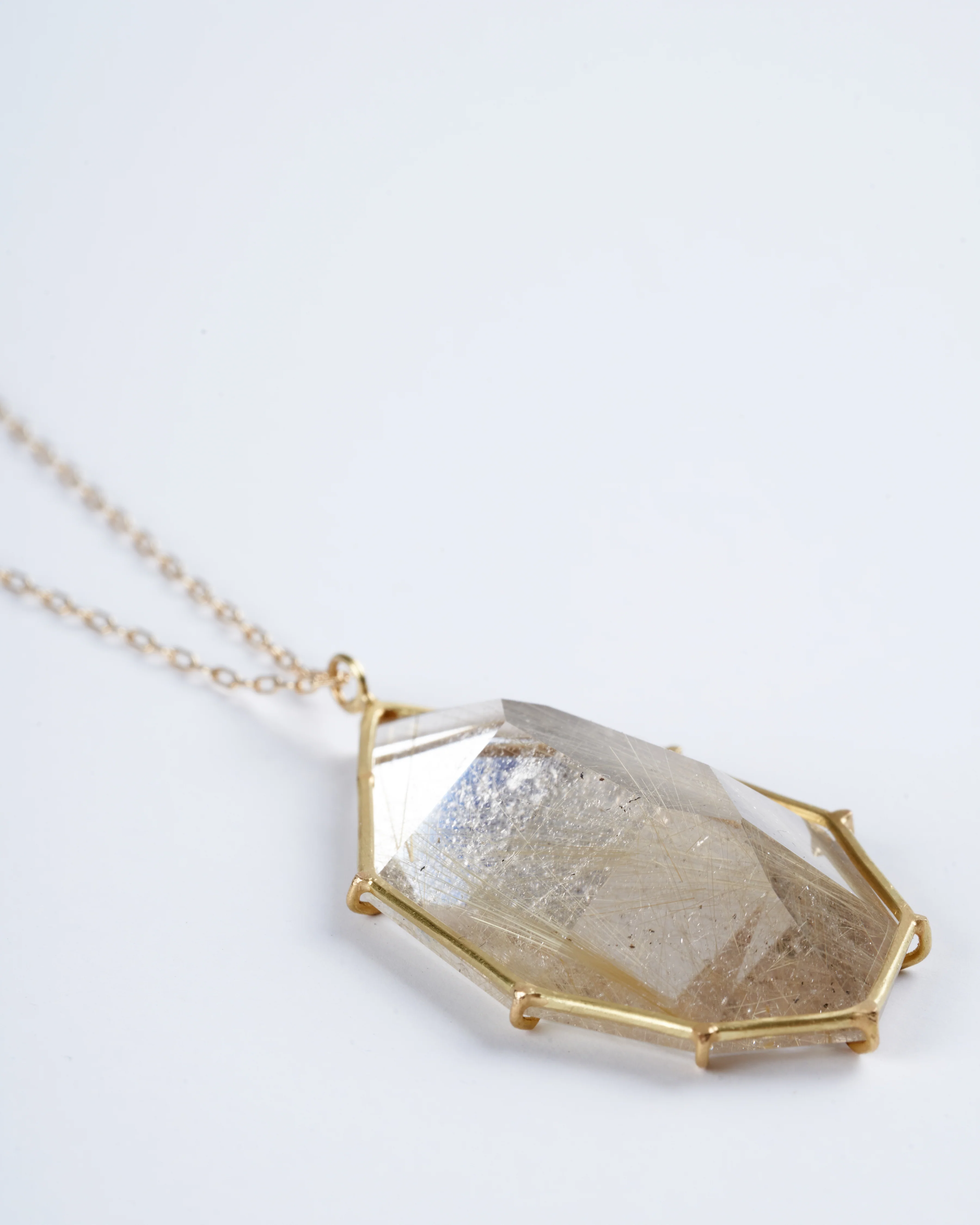 geometric rutile quartz necklace - Image 3