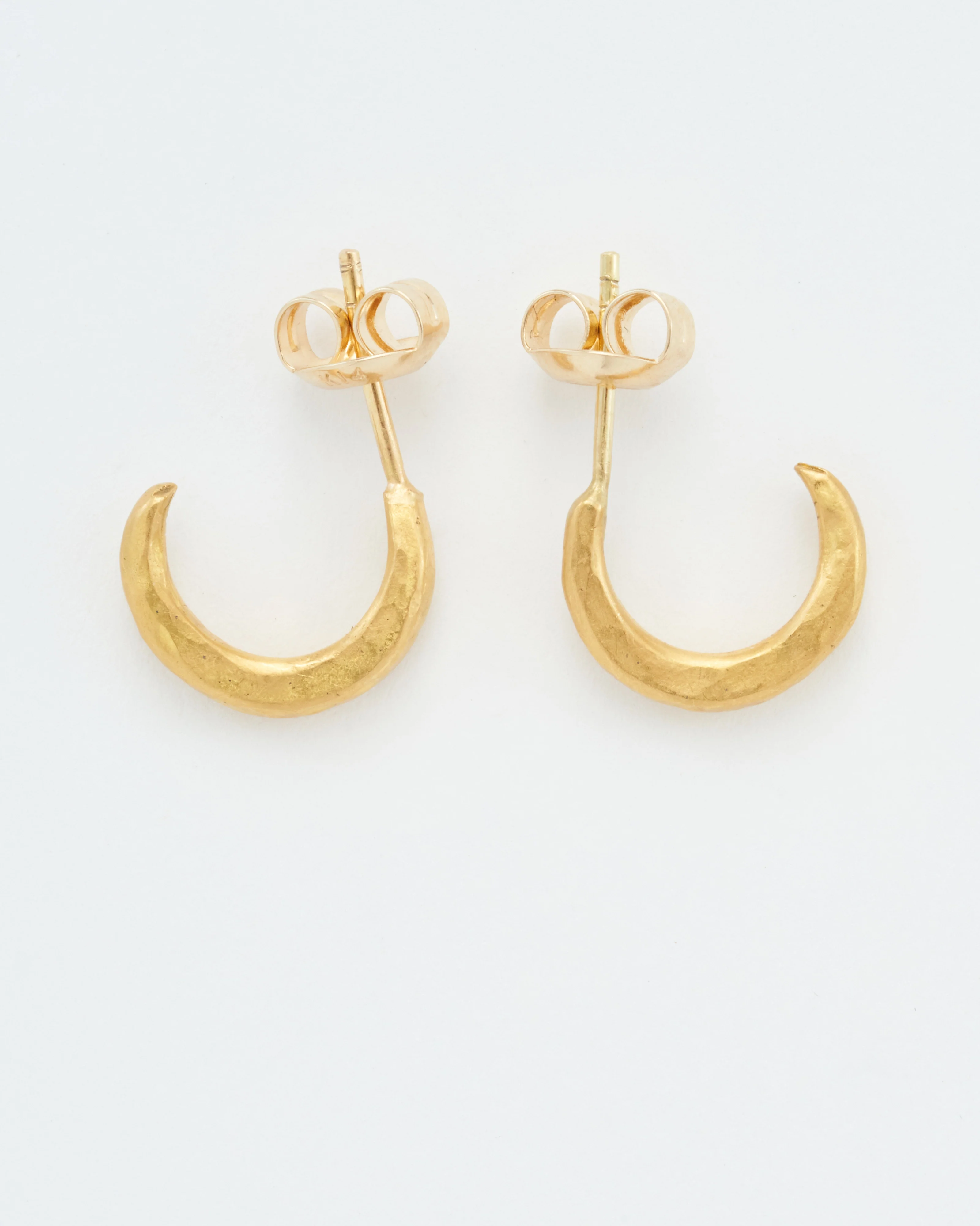 gold solid crescent mini hoops