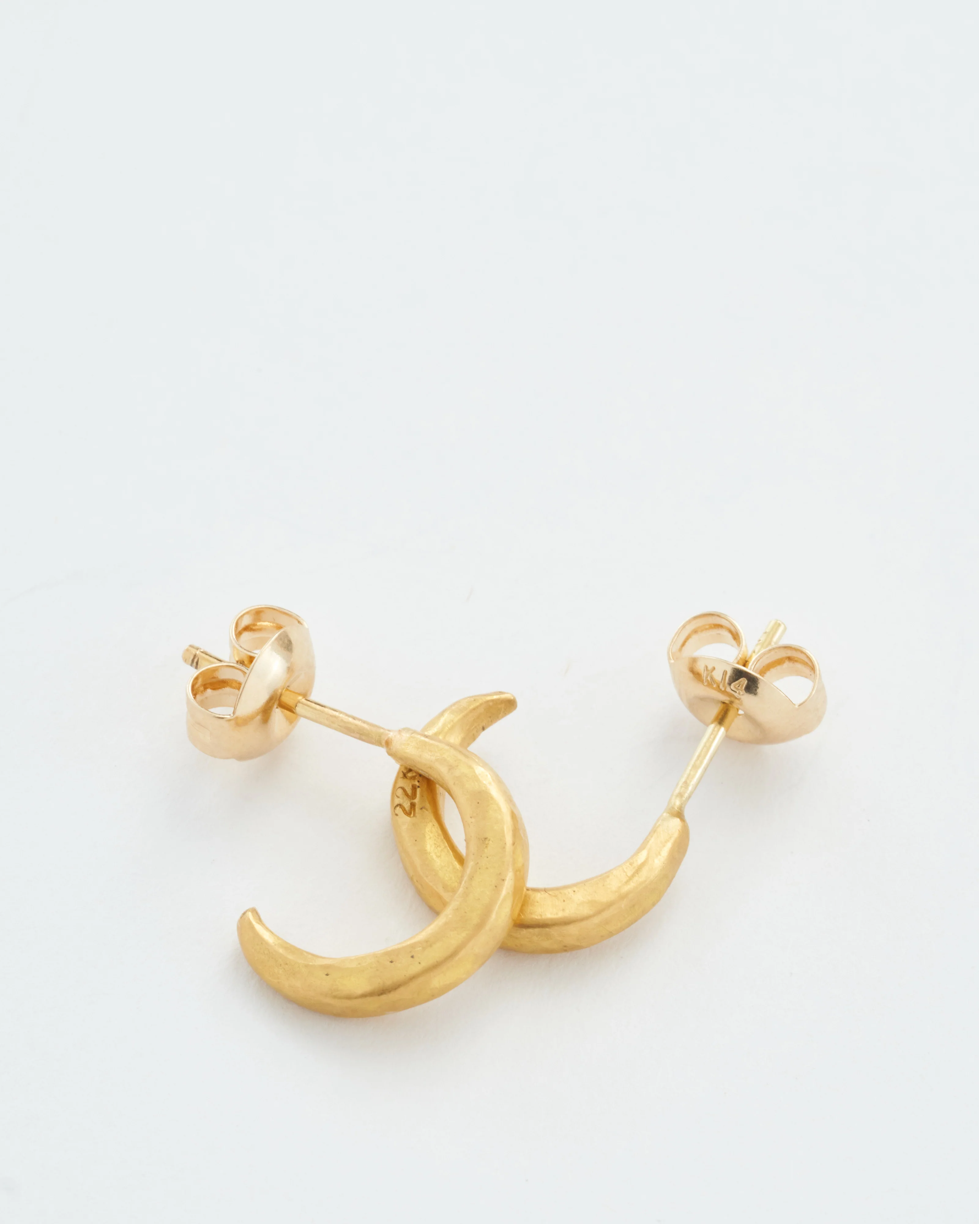 gold solid crescent mini hoops - Image 2